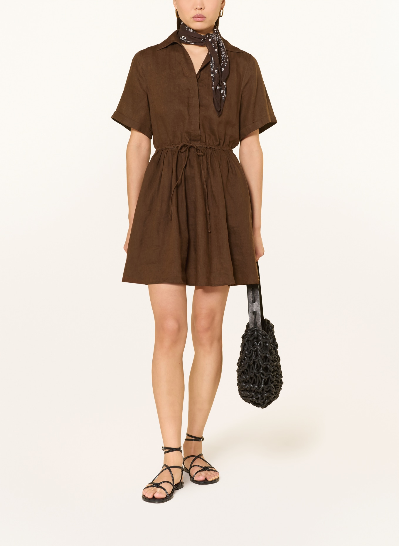 TOMMY HILFIGER linnen jurk: MARRON FONCÉ