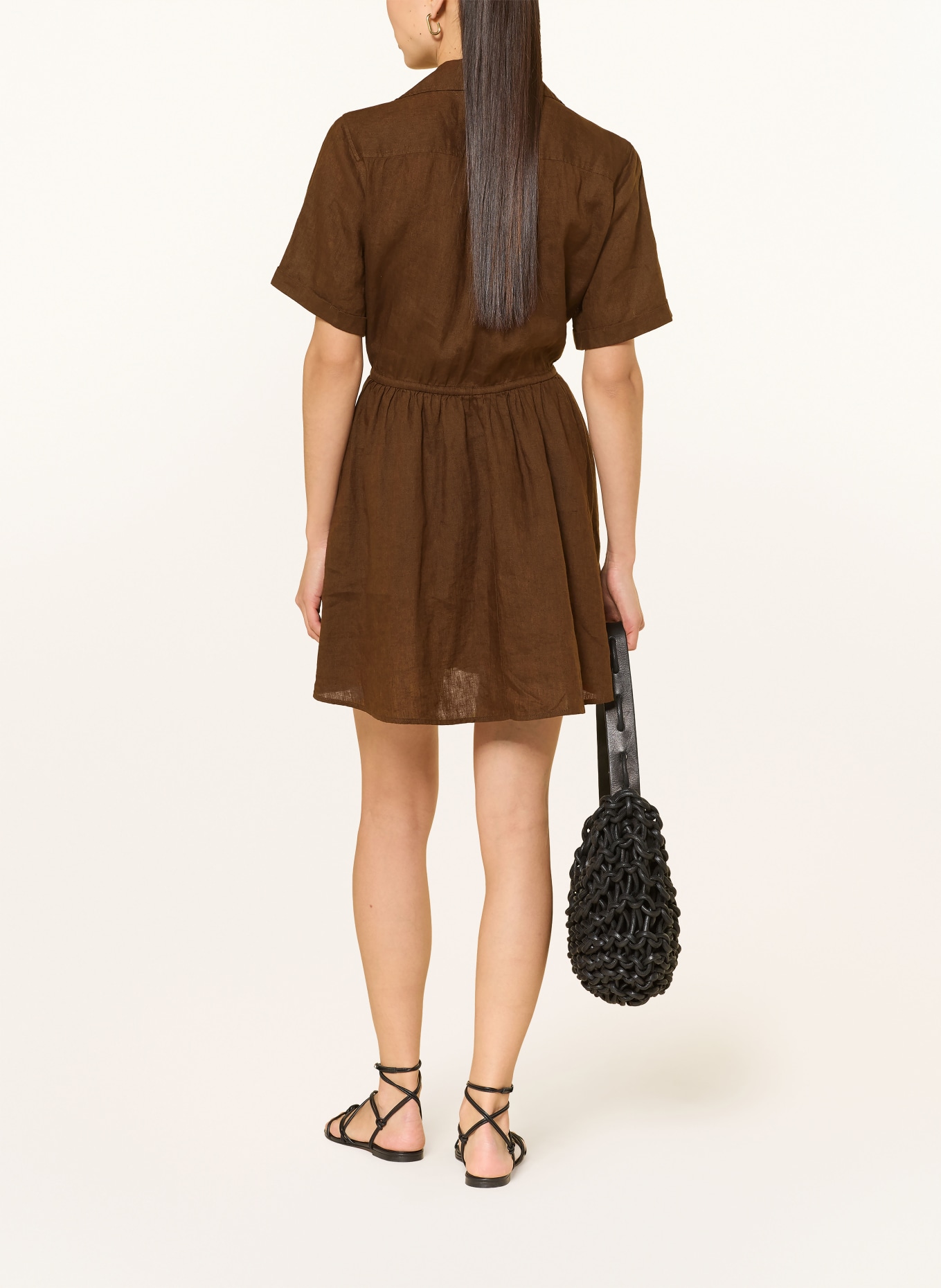 TOMMY HILFIGER linnen jurk: MARRON FONCÉ