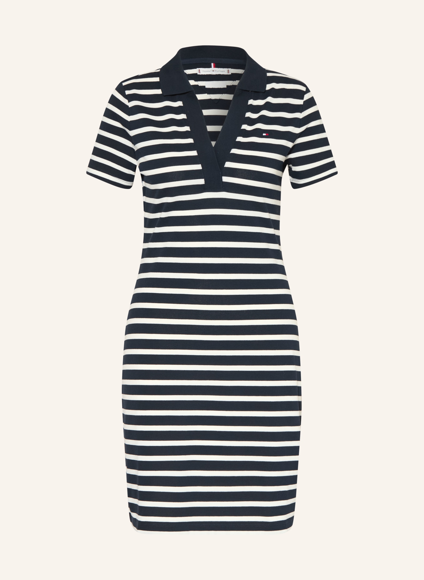 TOMMY HILFIGER Piqué-Kleid: DUNKELBLAU / WEISS