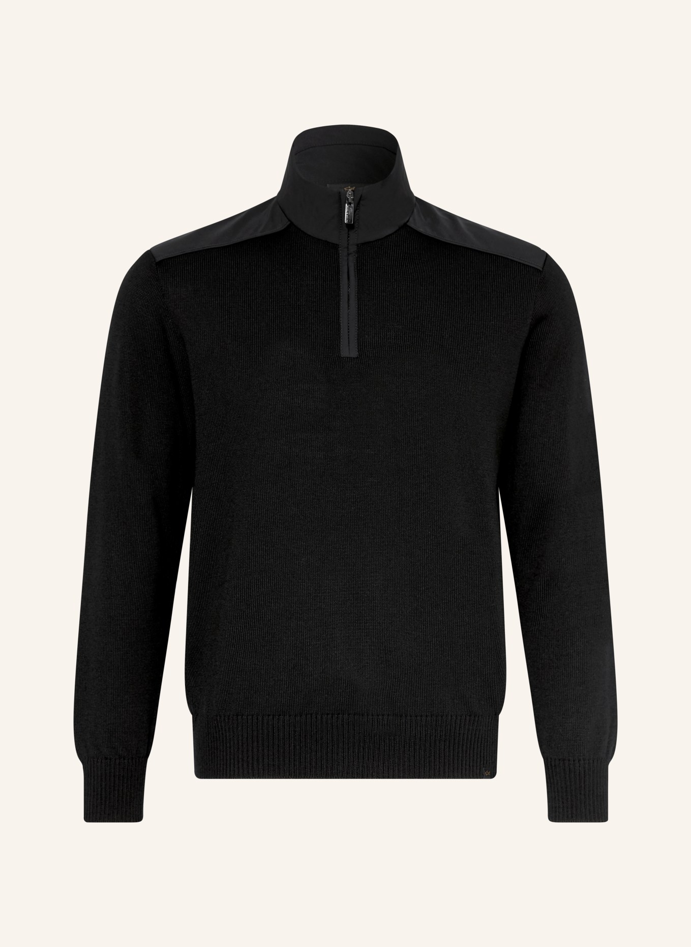 PAUL & SHARK Troyer im Materialmix: SCHWARZ