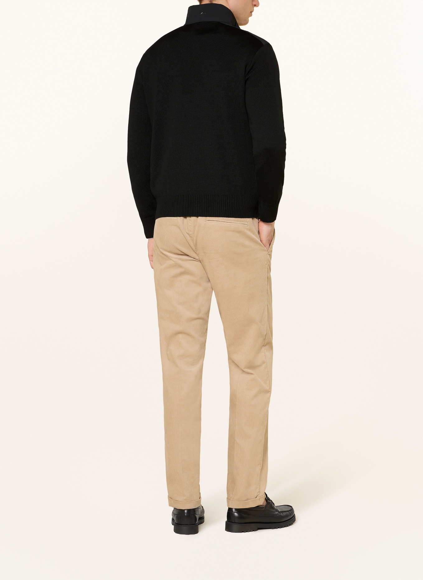 PAUL & SHARK Troyer im Materialmix: SCHWARZ