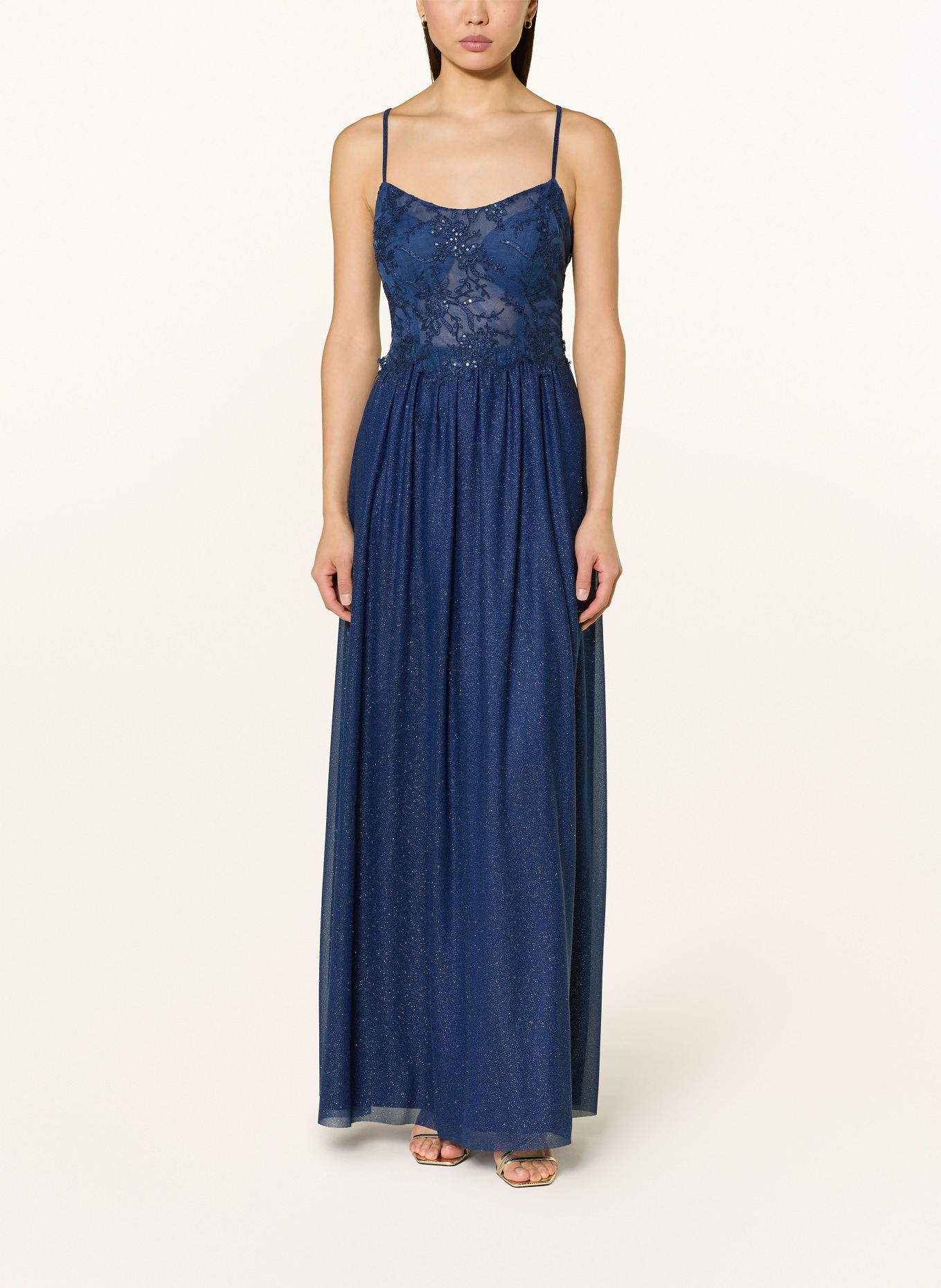 Suddenly Princess Suknia wieczorowa z koronką i błyszczącą nicią: GRANATOWY