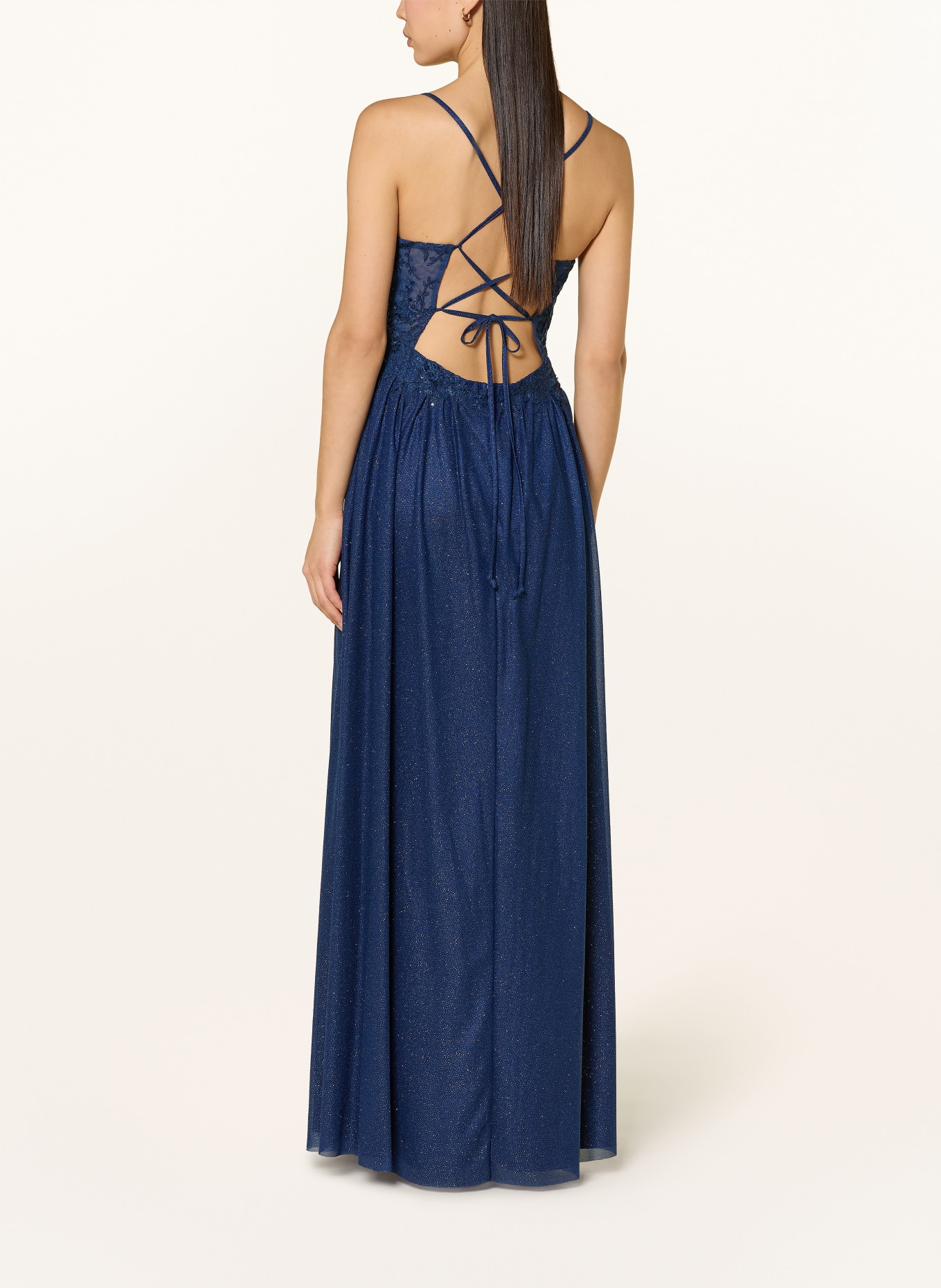 Suddenly Princess Suknia wieczorowa z koronką i błyszczącą nicią: GRANATOWY