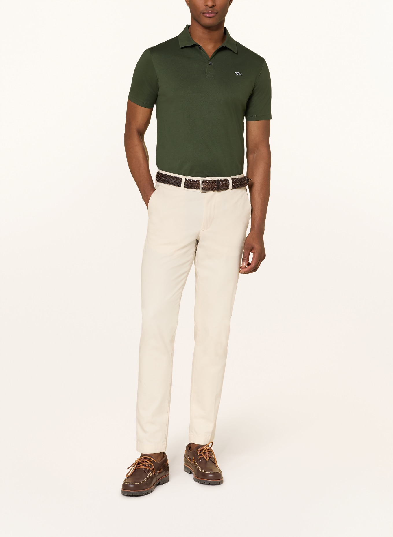 PAUL & SHARK Piqué polokošile: ZELENÁ / BÍLÁ