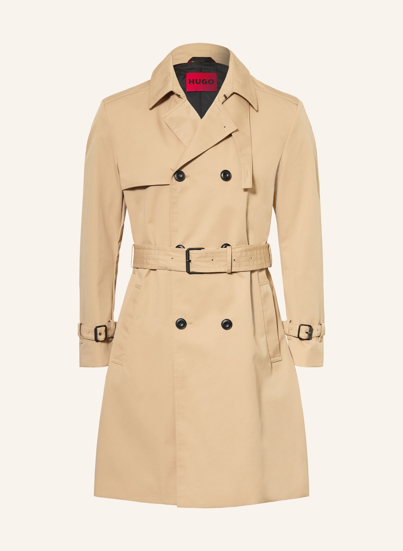 HUGO Trenchcoat MALUSK: BEIGE / SCHWARZ