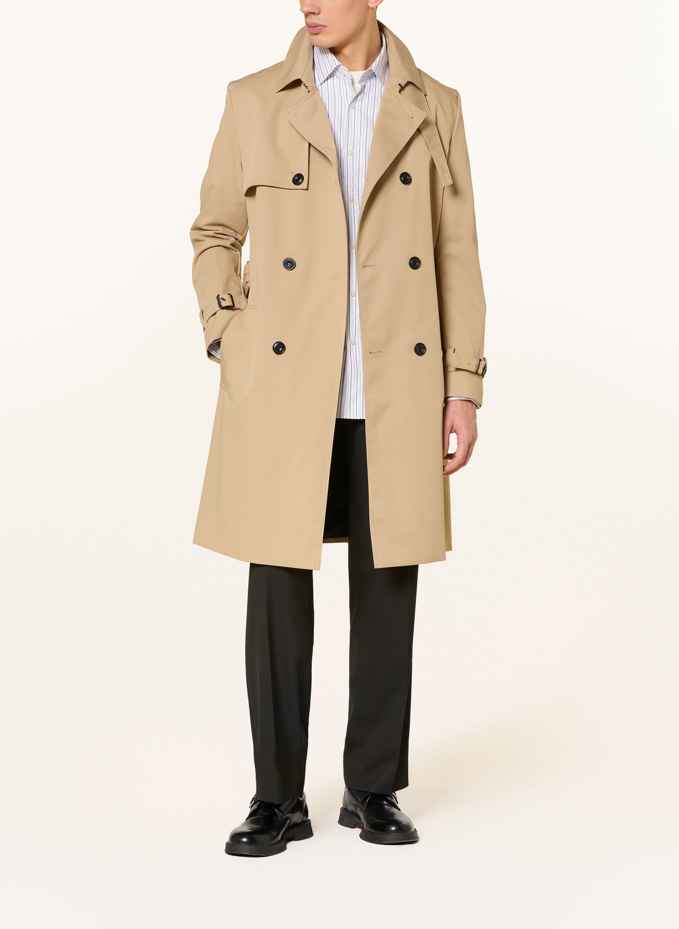 HUGO Trenchcoat MALUSK: BEIGE / SCHWARZ