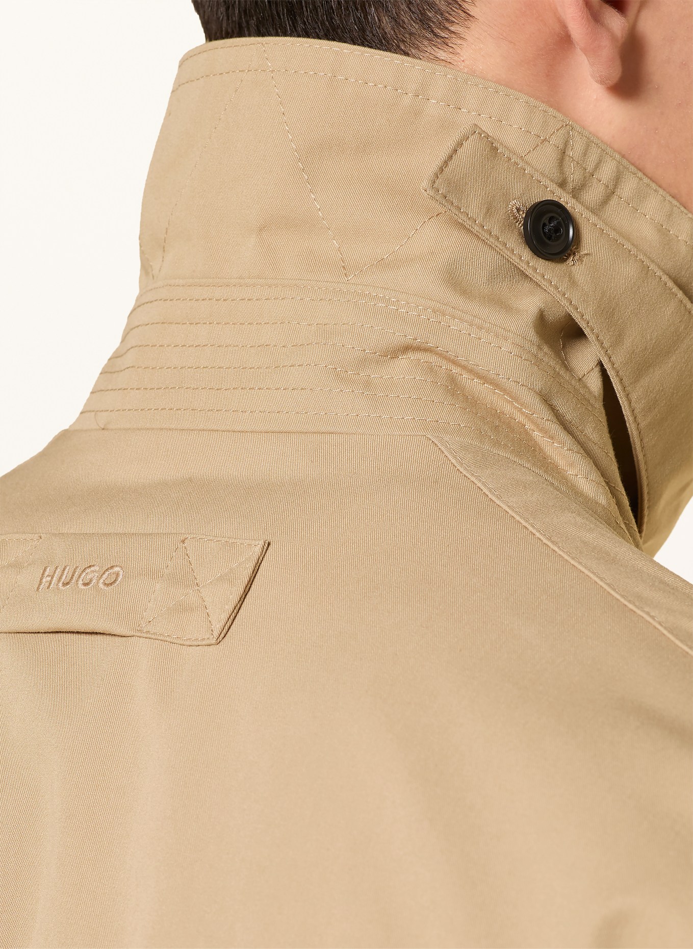 HUGO Trenchcoat MALUSK: BEIGE / SCHWARZ