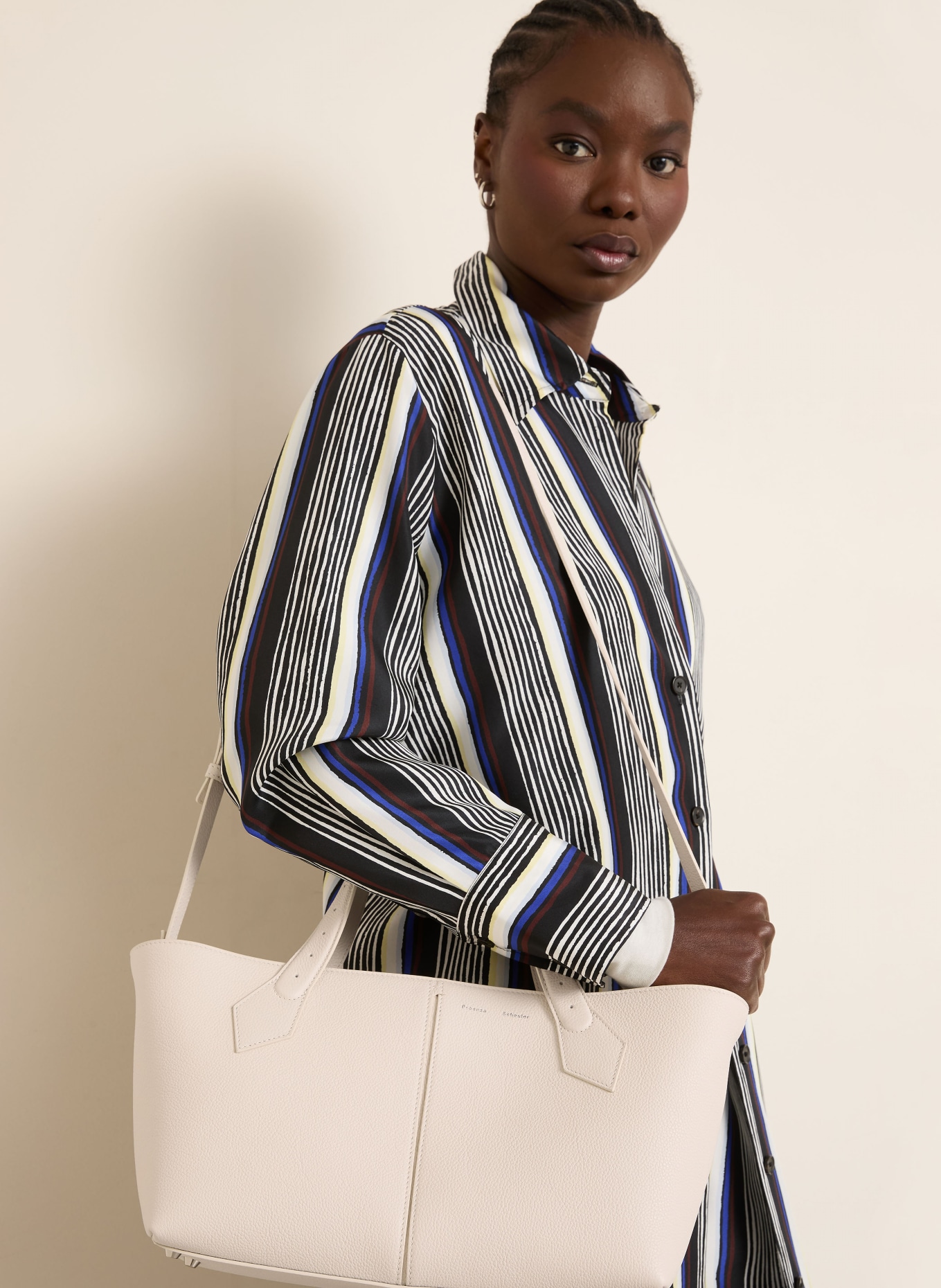 Proenza Schouler Handtas EAST WEST TOTE: WIT / ZILVER