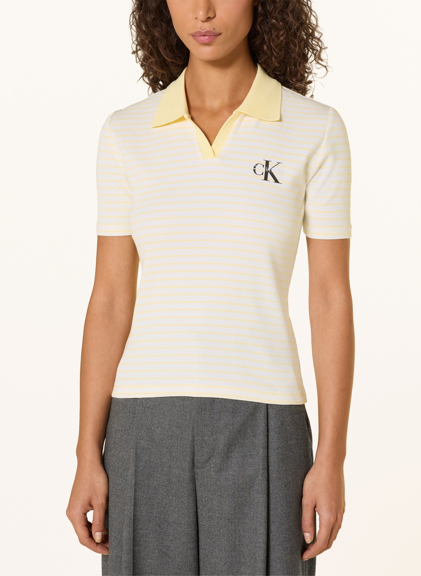 Calvin Klein Jeans Jersey-Poloshirt: CREME / GELB