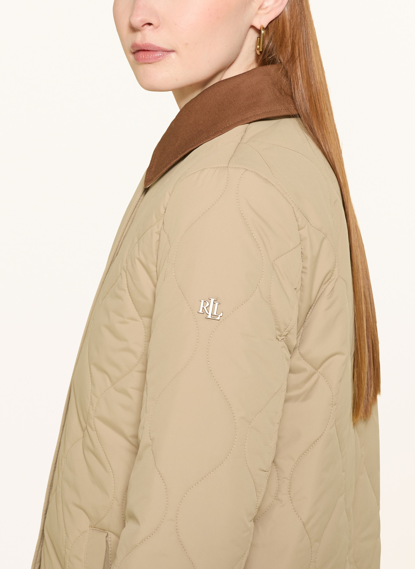 LAUREN RALPH LAUREN Steppmantel mit abnehmbarer Kapuze: CAMEL / BRAUN