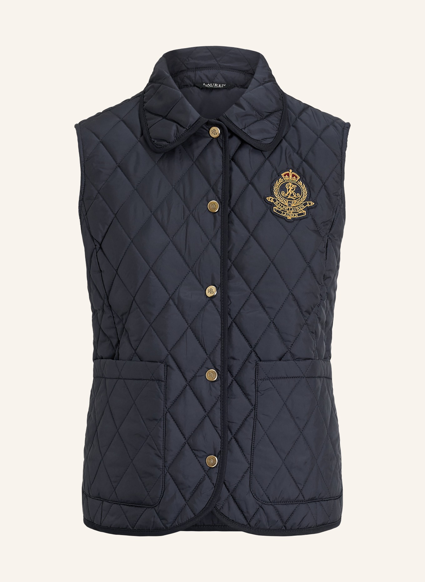 LAUREN RALPH LAUREN prošívaná vesta: TMAVĚ MODRÁ