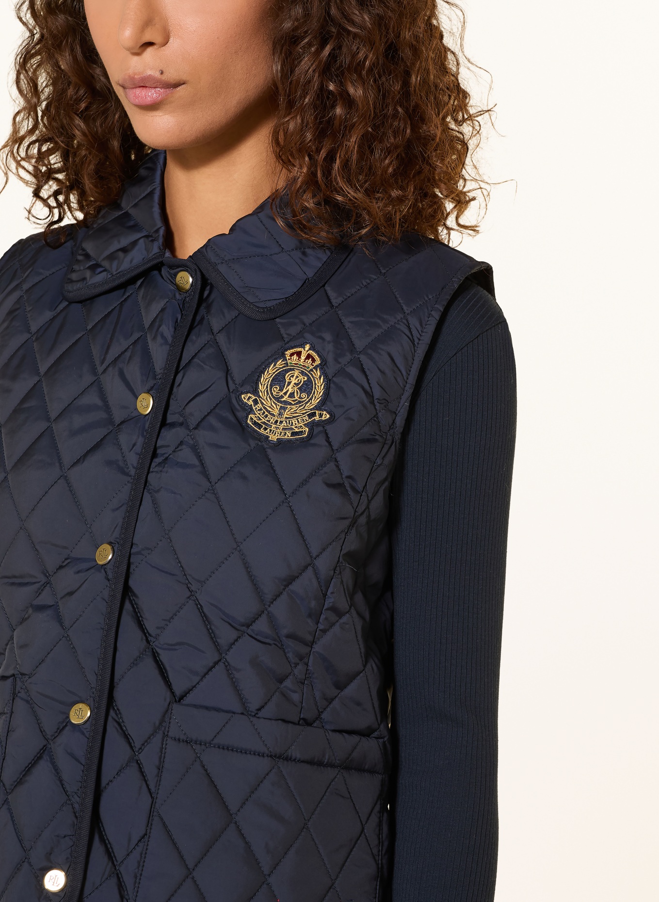 LAUREN RALPH LAUREN prošívaná vesta: TMAVĚ MODRÁ