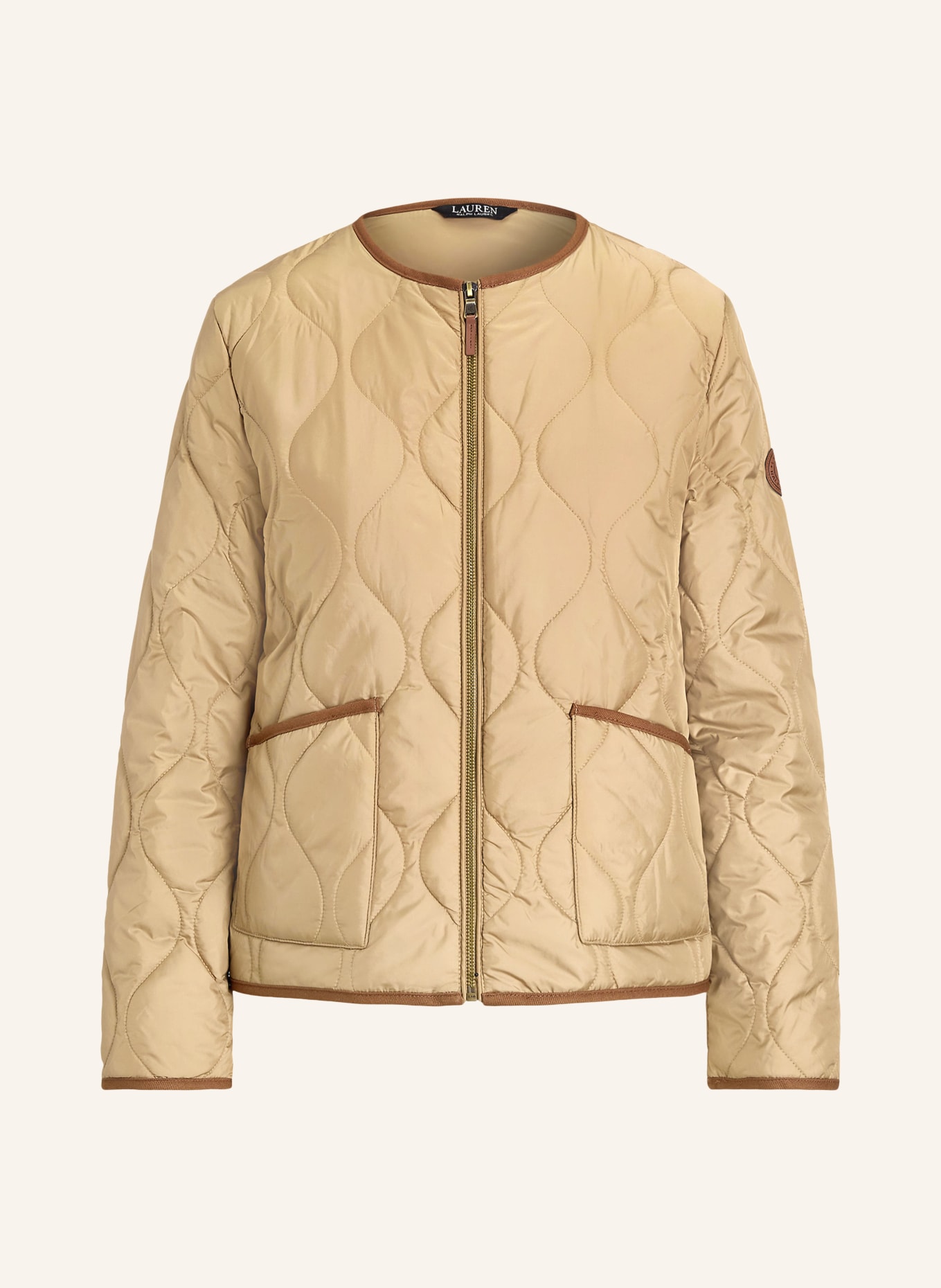 LAUREN RALPH LAUREN quilted jacket: BEIGE / LIGHT BROWN