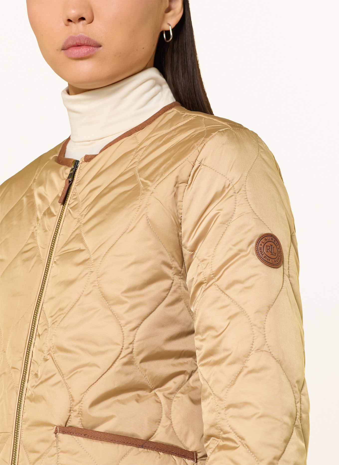 LAUREN RALPH LAUREN quilted jacket: BEIGE / LIGHT BROWN
