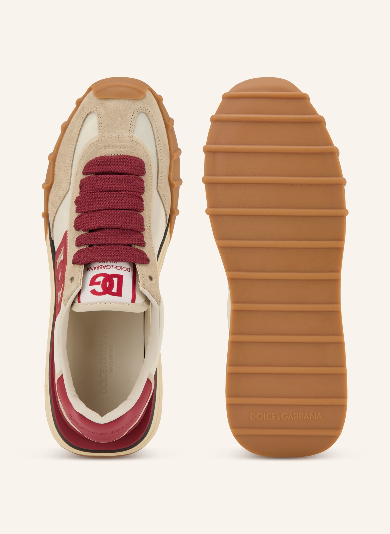 DOLCE & GABBANA Sneaker DG ATHLETIC: HELLBRAUN / DUNKELROT