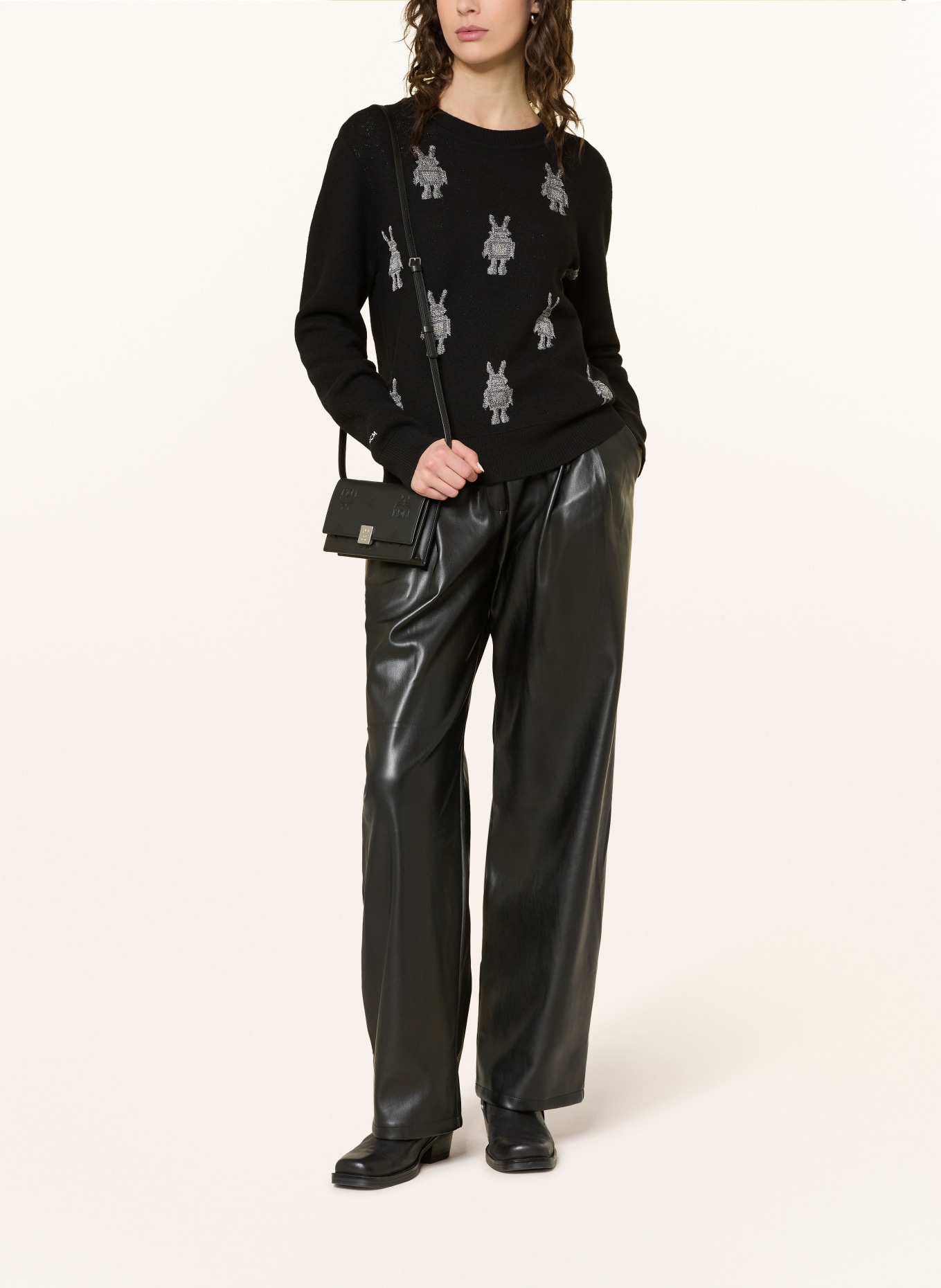 MCM Svetr s třpytivou přízí: ČERNÁ / SVĚTLE ŠEDÁ