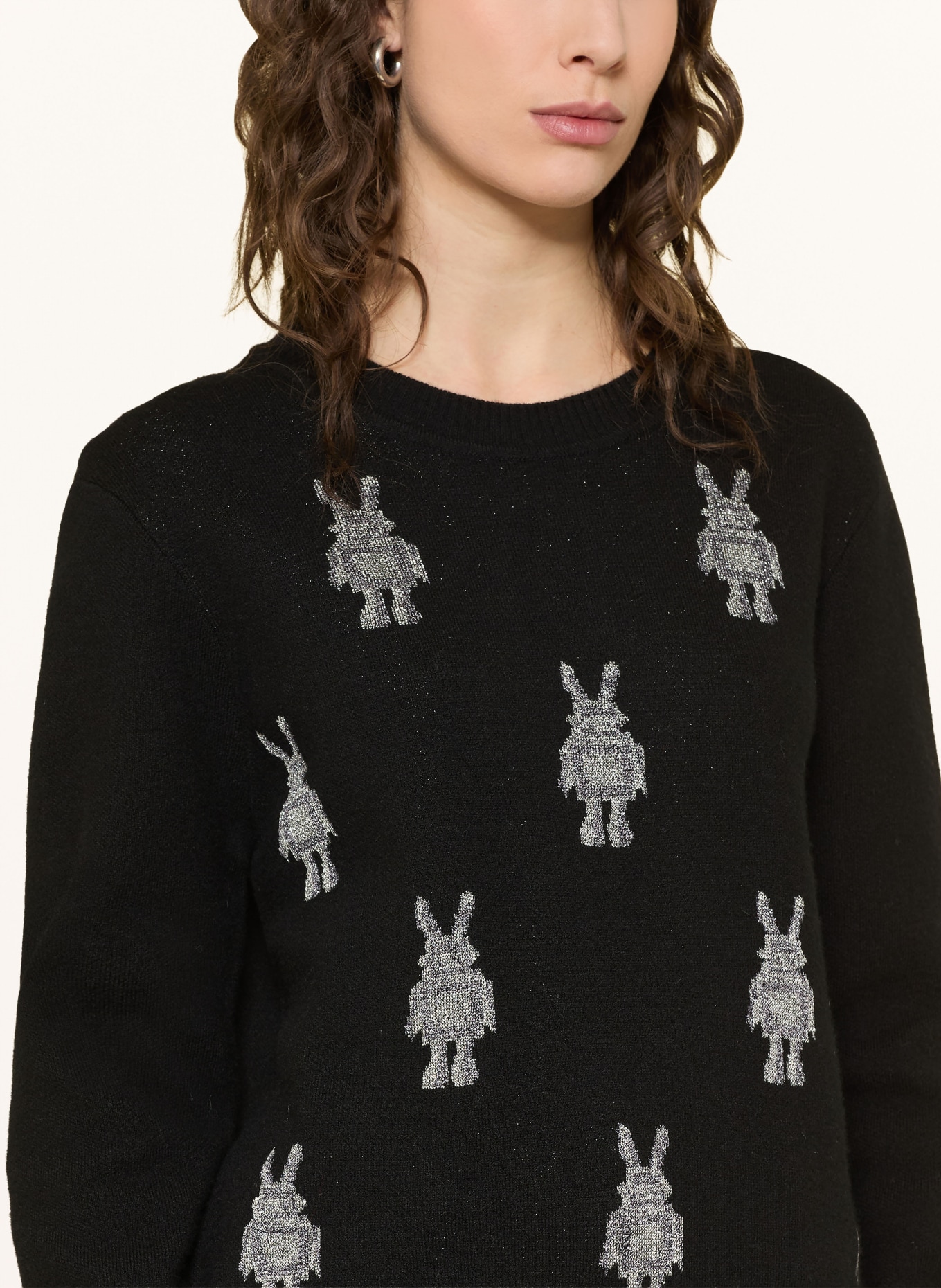 MCM Svetr s třpytivou přízí: ČERNÁ / SVĚTLE ŠEDÁ