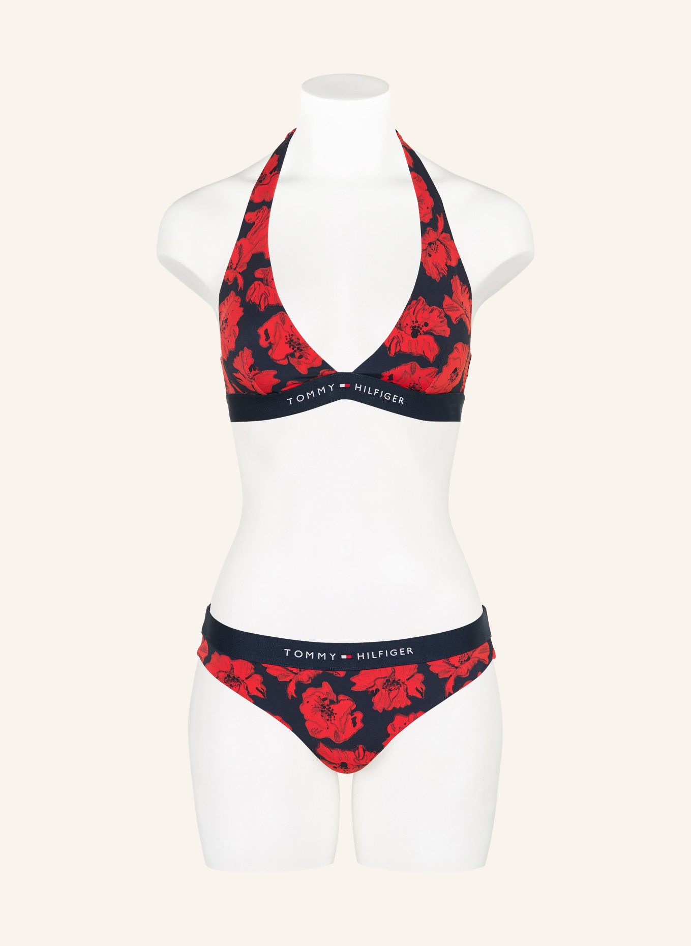 TOMMY HILFIGER Basic-Bikini-Hose: ROT / DUNKELBLAU