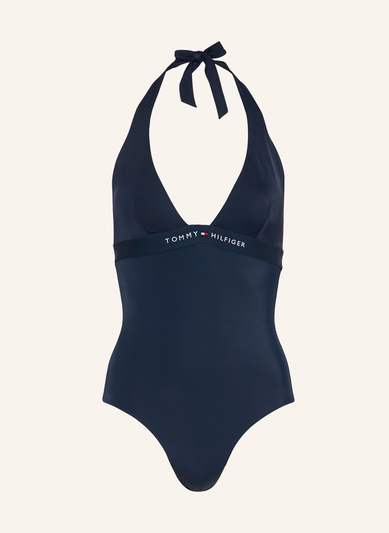 TOMMY HILFIGER Strój kąpielowy z wiązaniem na szyi: GRANATOWY