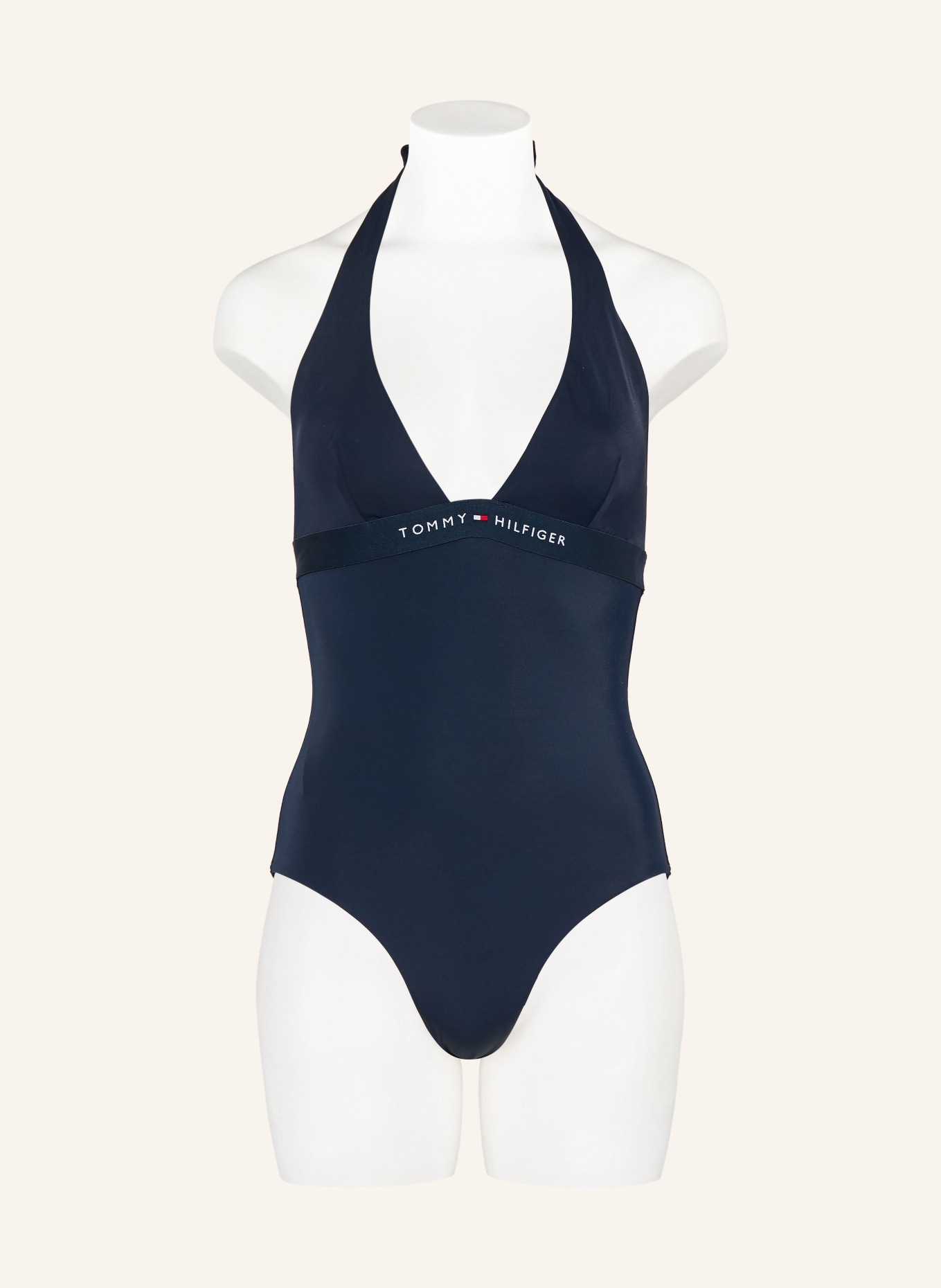 TOMMY HILFIGER Strój kąpielowy z wiązaniem na szyi: GRANATOWY