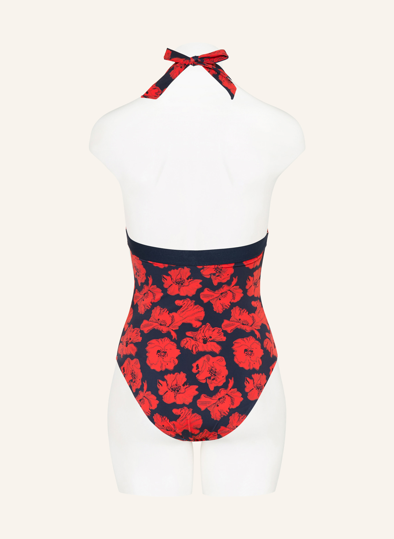 TOMMY HILFIGER Strój kąpielowy z wiązaniem na szyi: CZERWONY / GRANATOWY