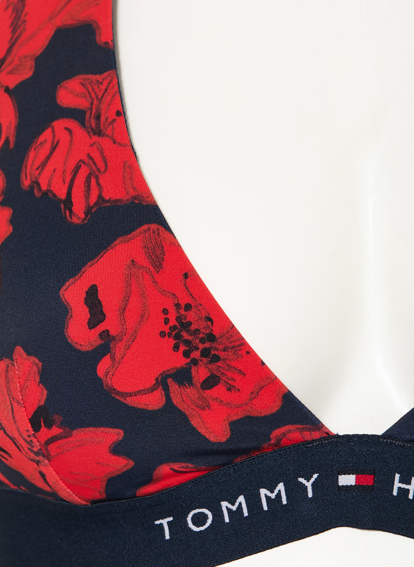 TOMMY HILFIGER Neckholder-Bikini-Top: ROT / DUNKELBLAU