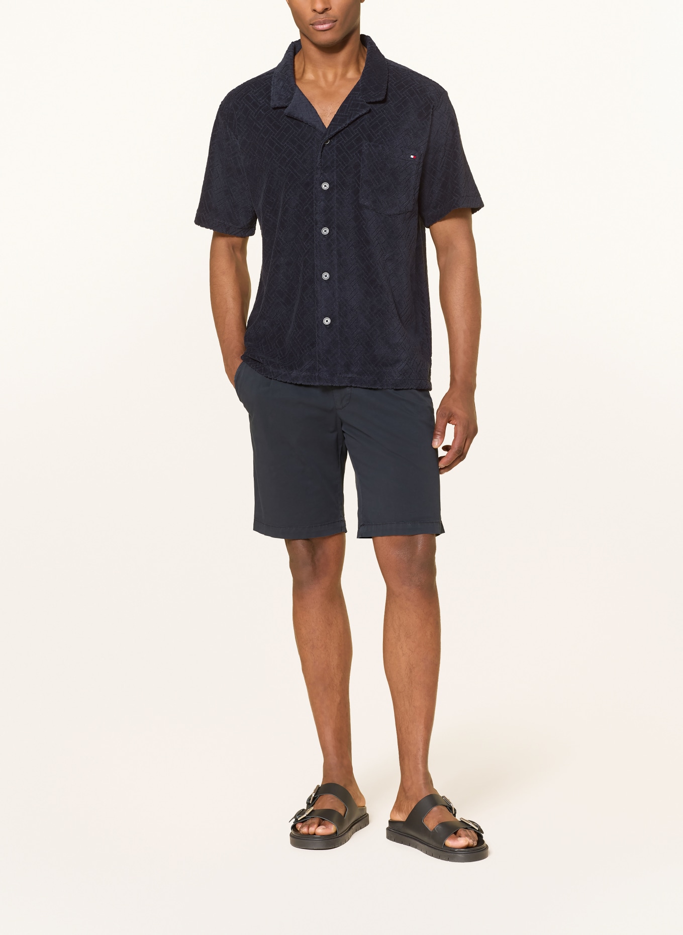 TOMMY HILFIGER Koszulka wypoczynkowa Comfort Fit z frotte: GRANATOWY