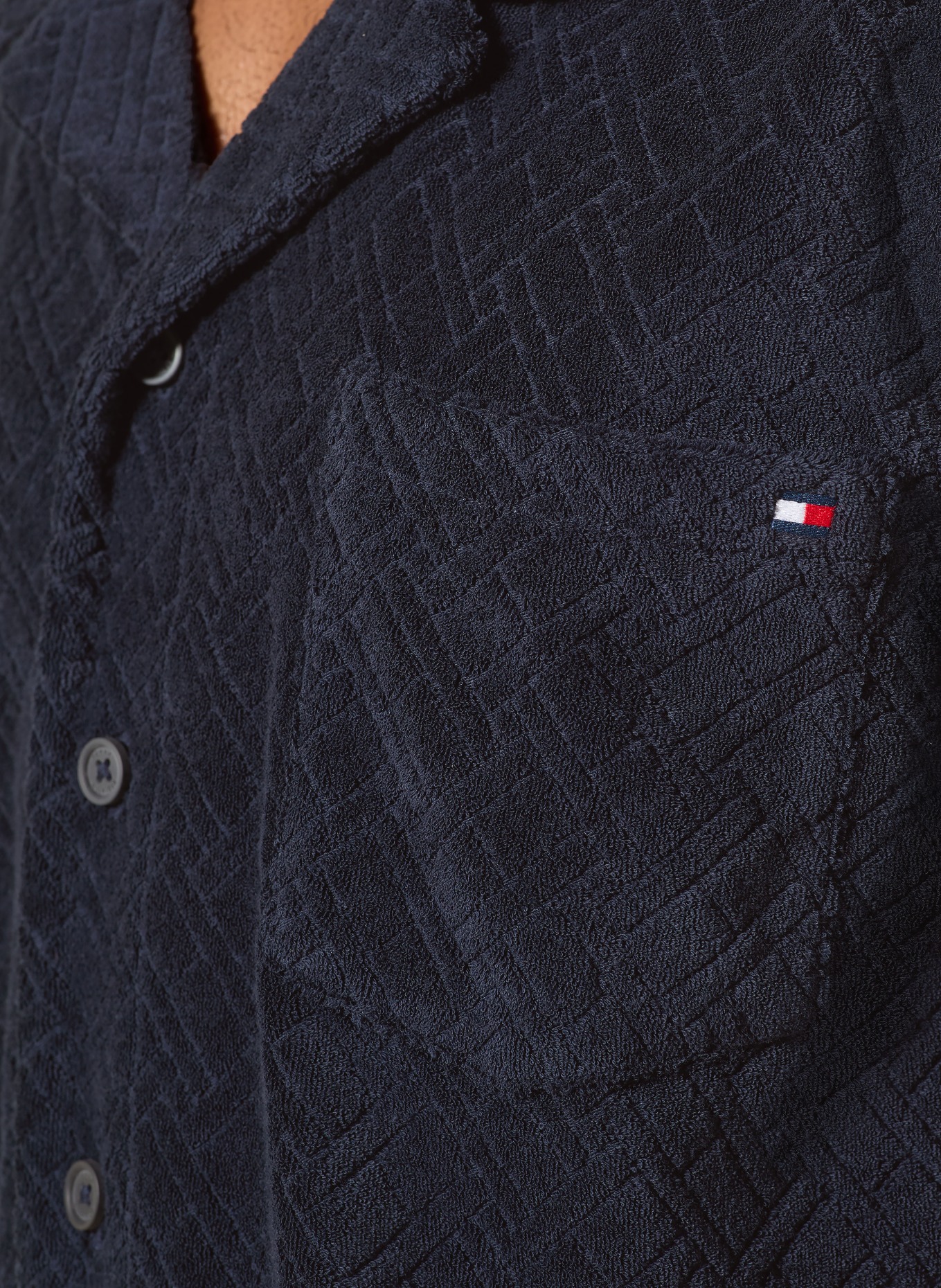 TOMMY HILFIGER Koszulka wypoczynkowa Comfort Fit z frotte: GRANATOWY