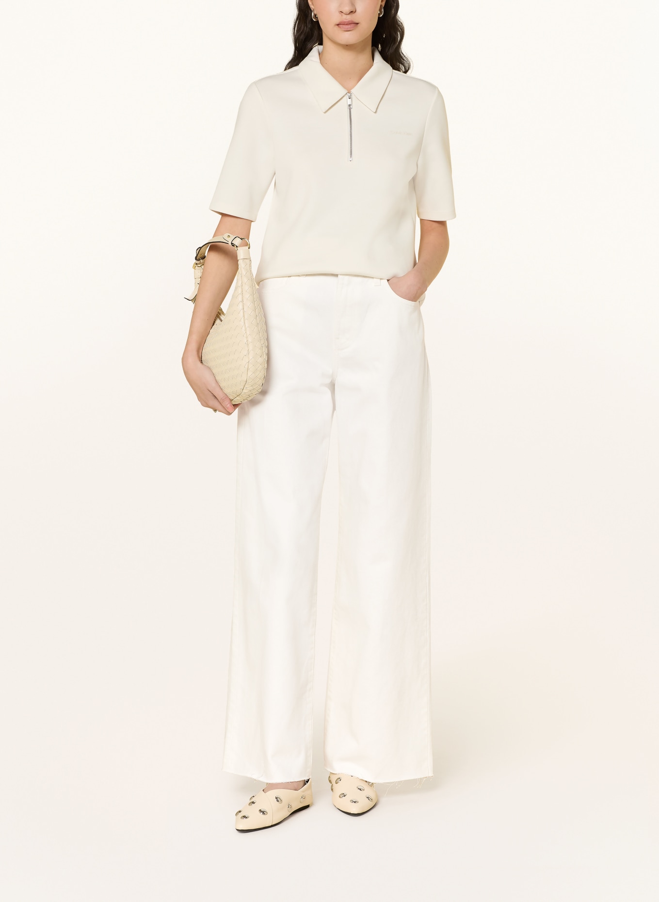 Calvin Klein Jeans Wide Leg Jeans: ASN CHALK WHITE