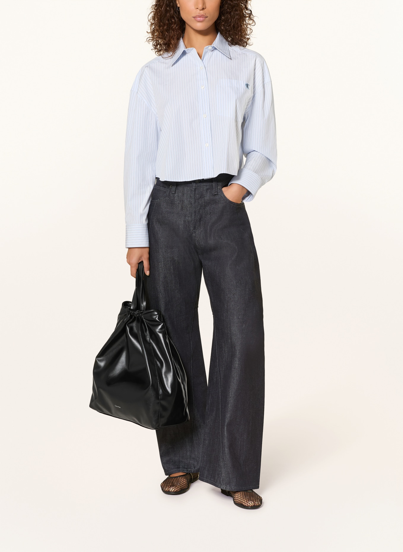 Calvin Klein Jeans Hemdbluse: HELLBLAU / WEISS / SCHWARZ