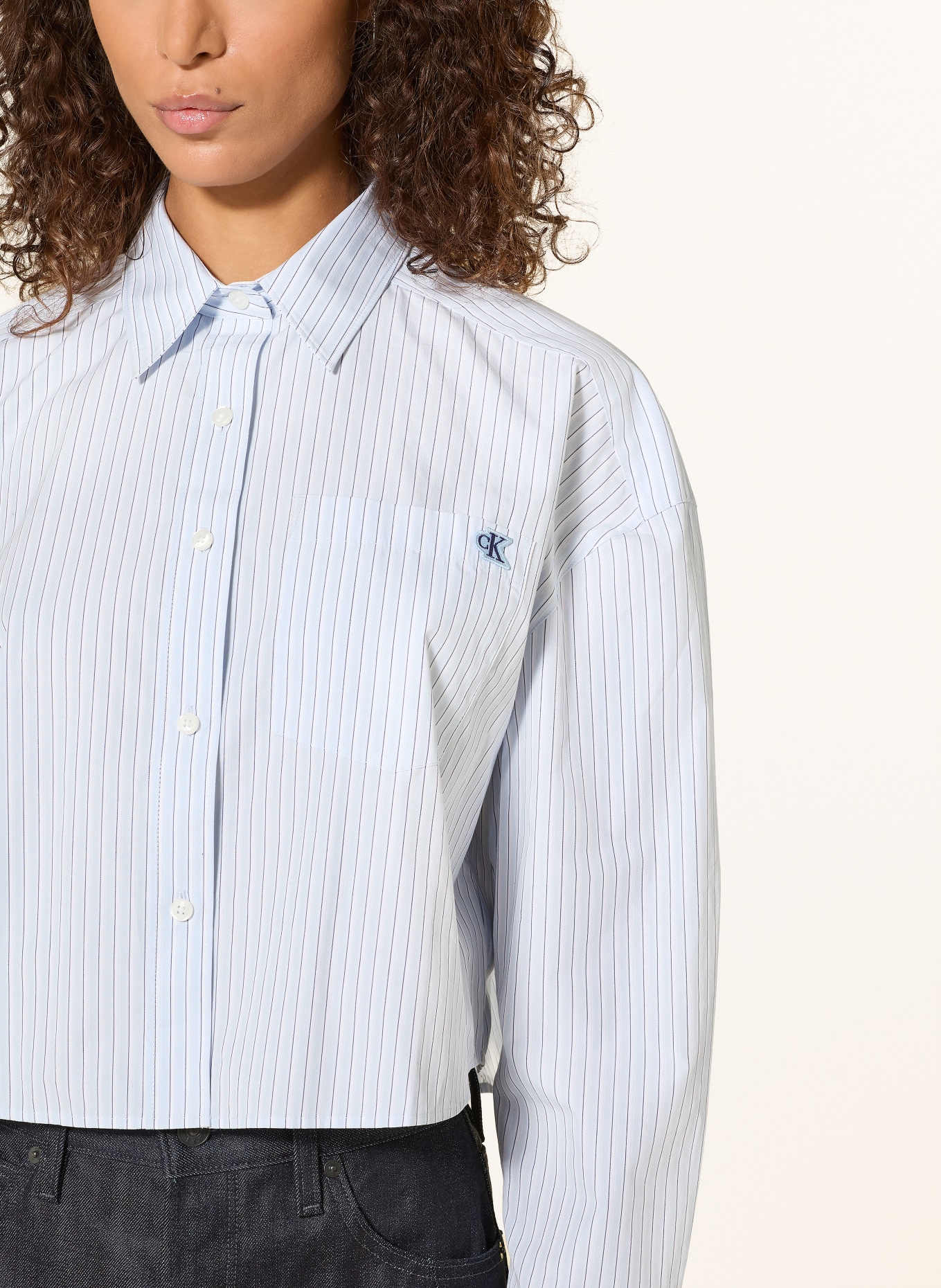 Calvin Klein Jeans Hemdbluse: HELLBLAU / WEISS / SCHWARZ