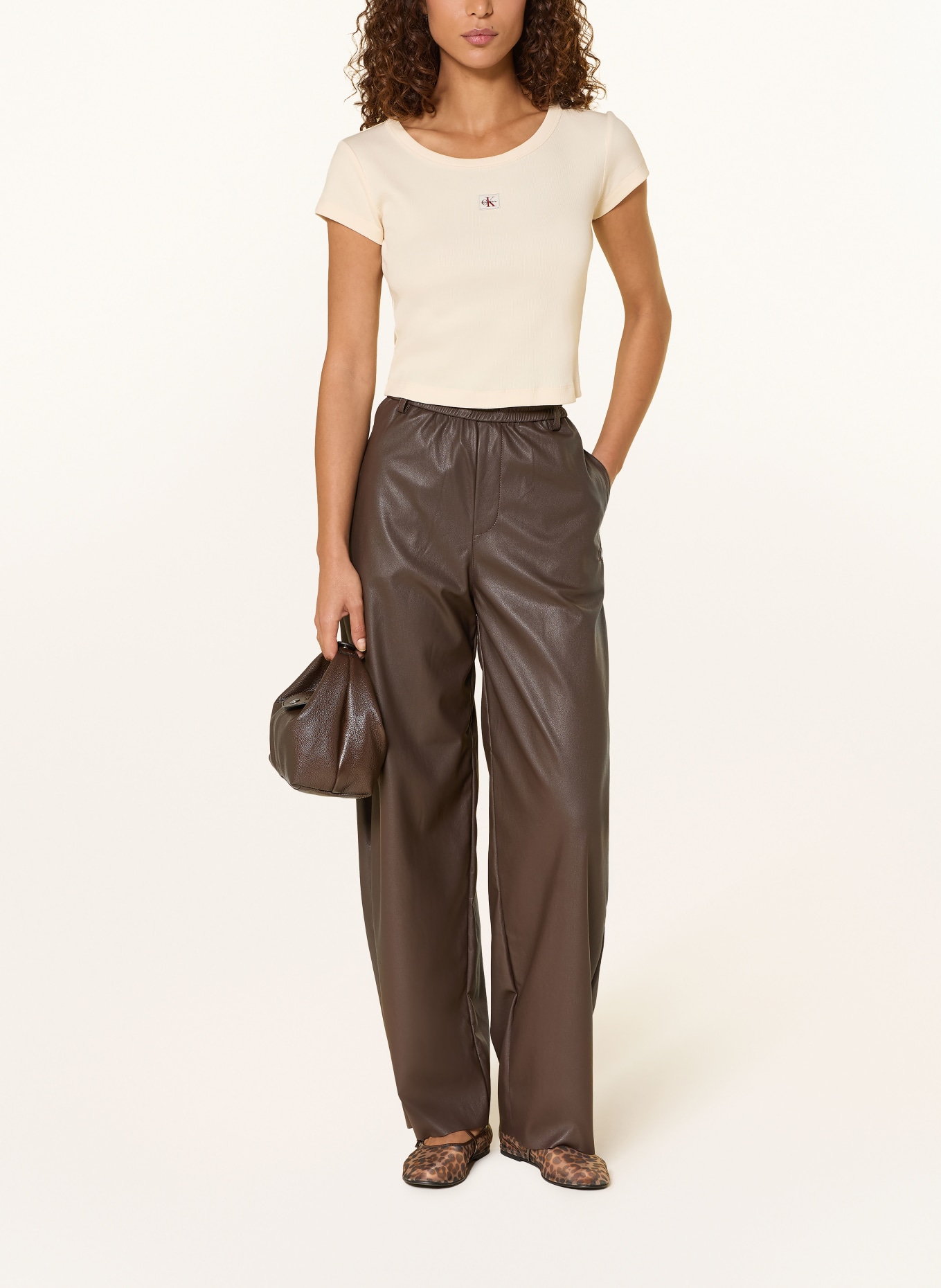Calvin Klein Jeans Cropped-Shirt: CREME