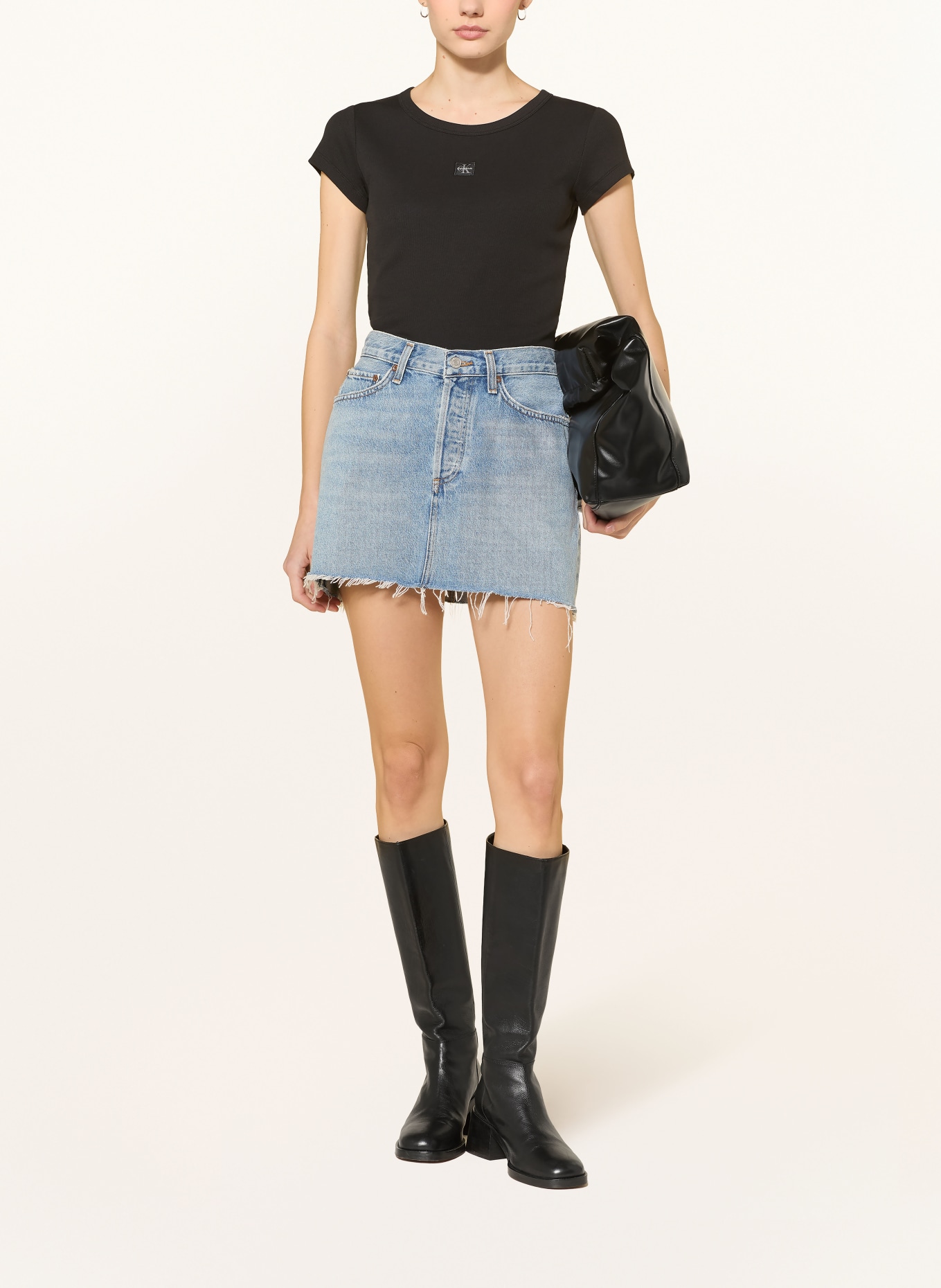 Calvin Klein Jeans Cropped-Shirt: SCHWARZ