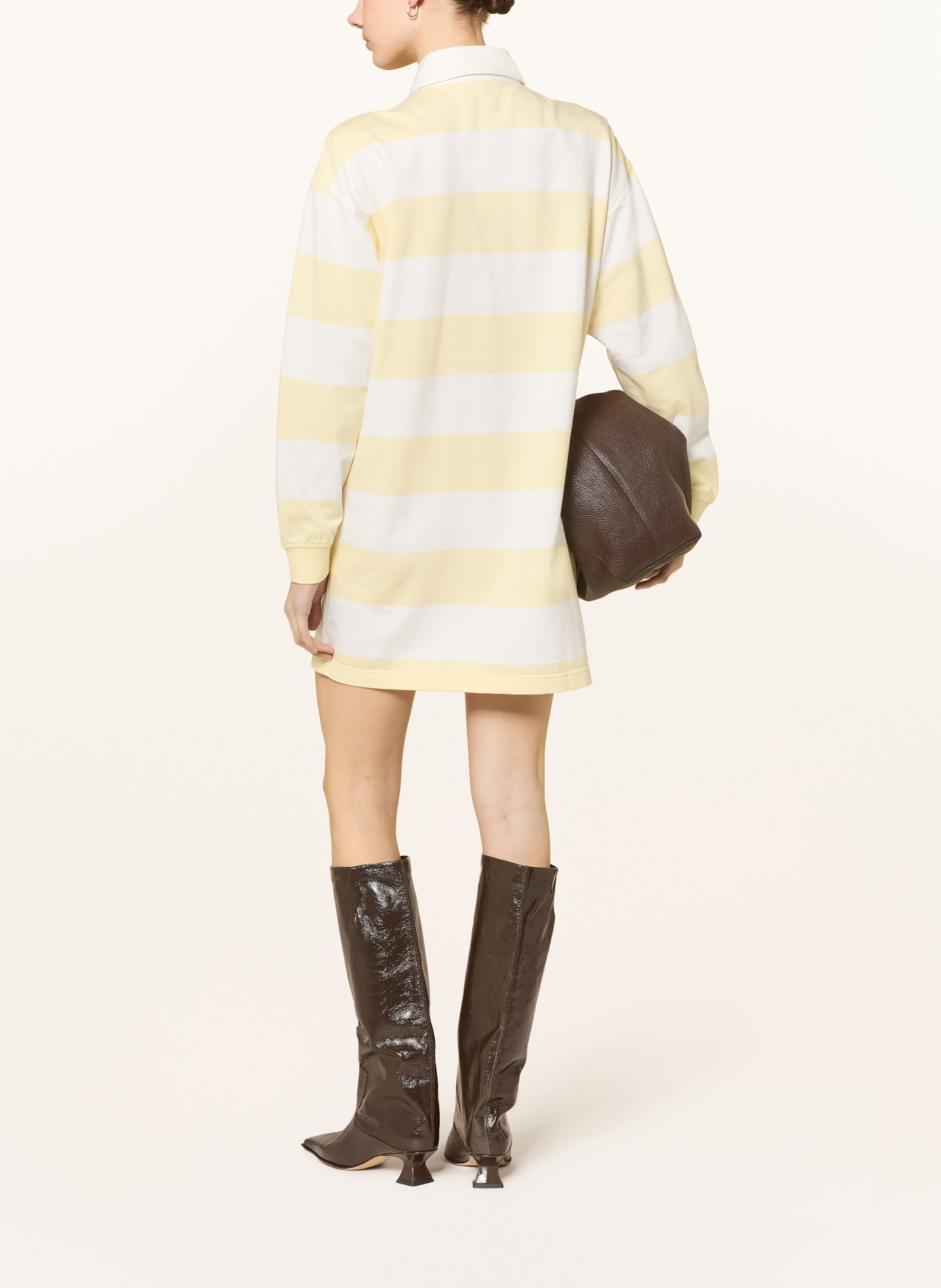 Calvin Klein Jeans jersey polo dress: LIGHT YELLOW / WHITE