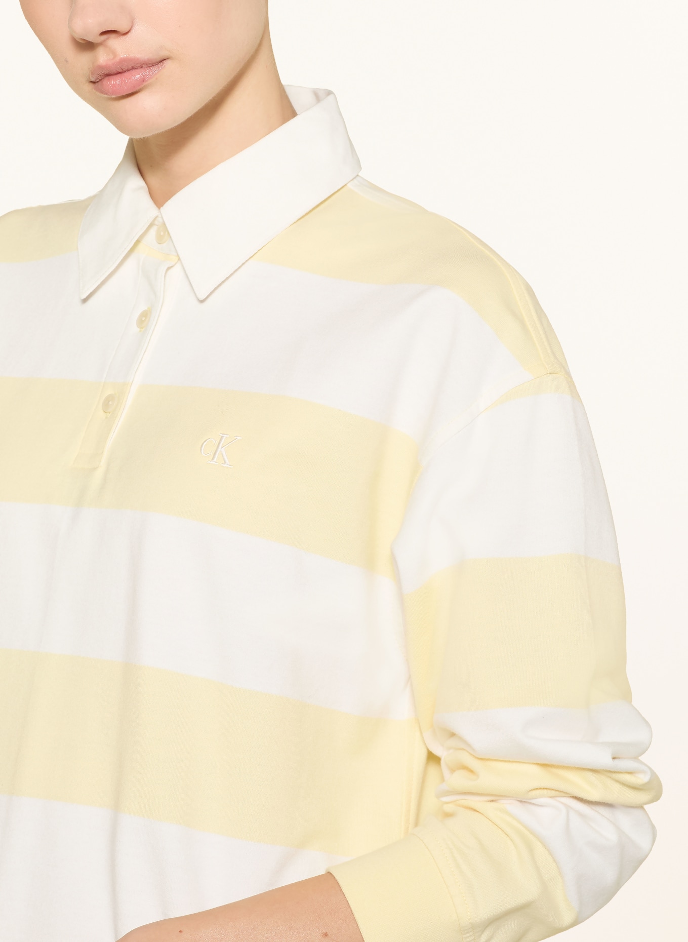 Calvin Klein Jeans jersey polo dress: LIGHT YELLOW / WHITE