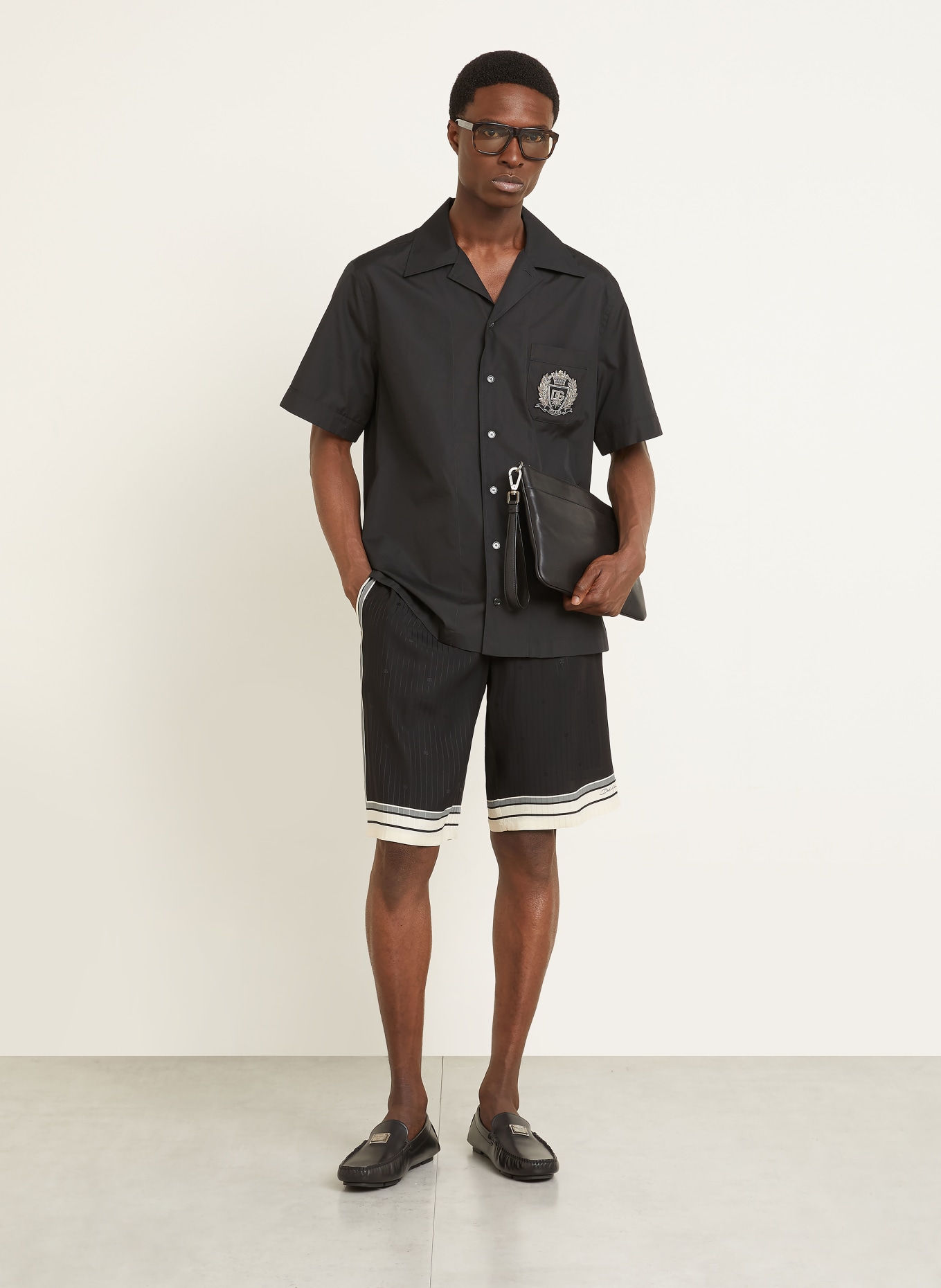 DOLCE & GABBANA Seidenshorts VANITY: SCHWARZ / BEIGE / GRAU