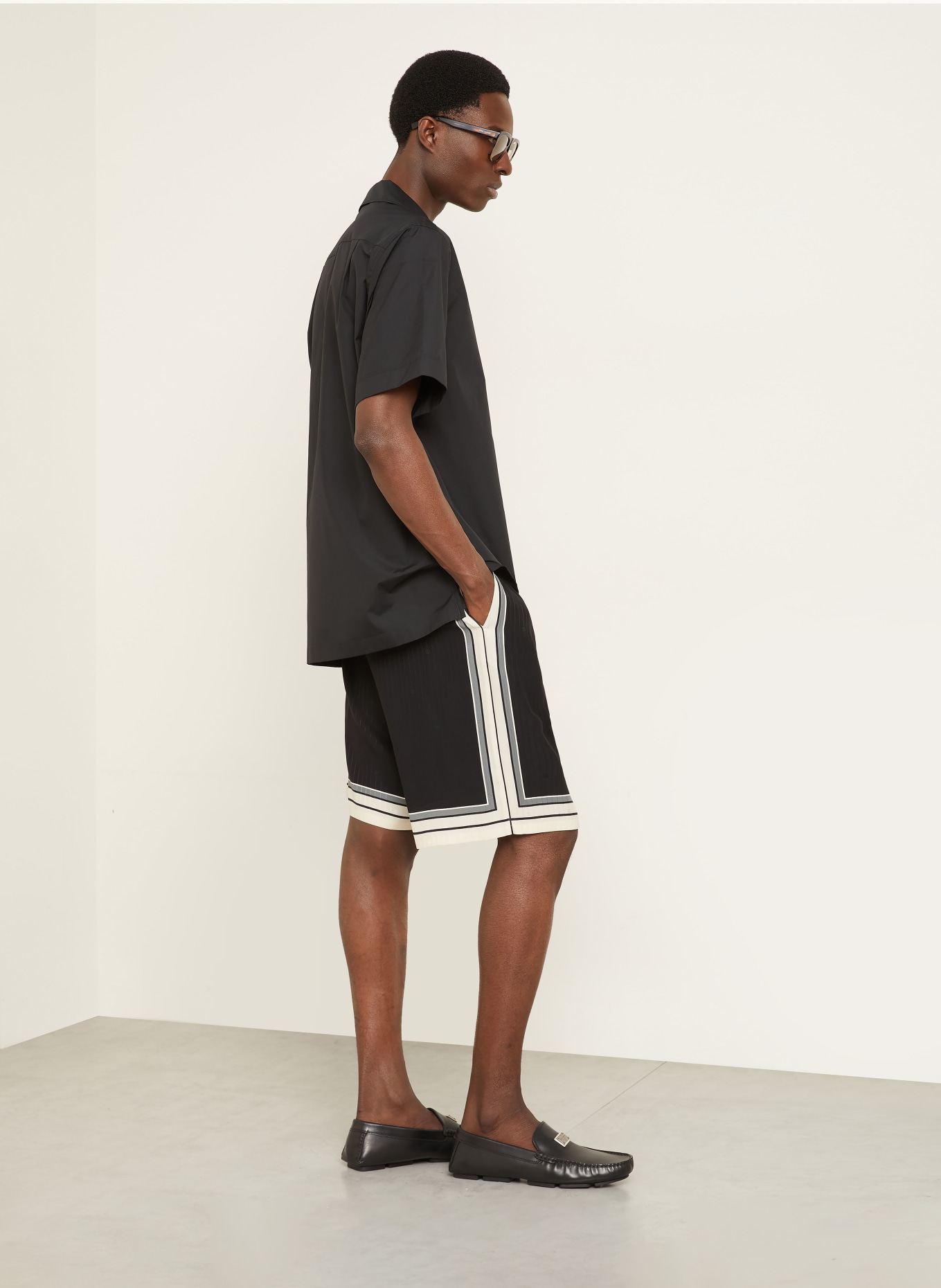 DOLCE & GABBANA Seidenshorts VANITY: SCHWARZ / BEIGE / GRAU