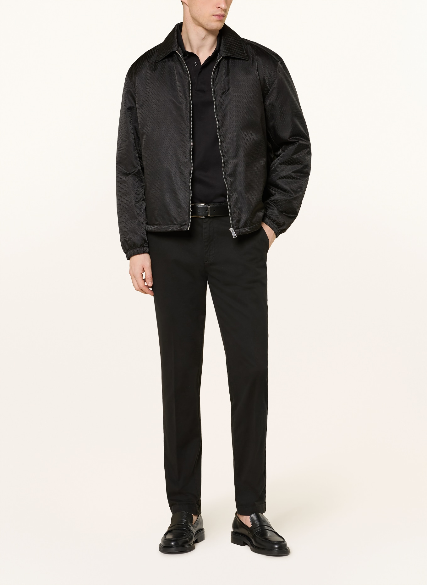 BOSS Žakárová bunda CRESTELL: ČERNÁ