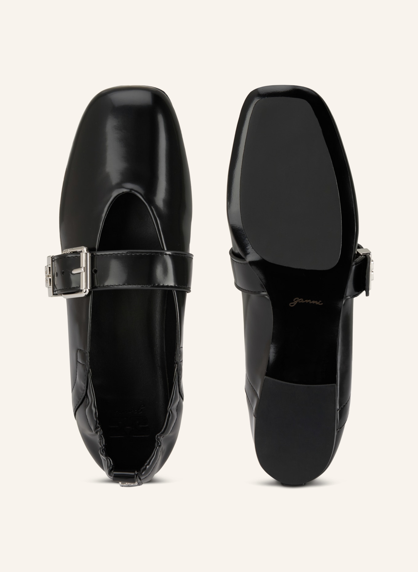 GANNI Ballerines BOX OLEATEX: NOIR