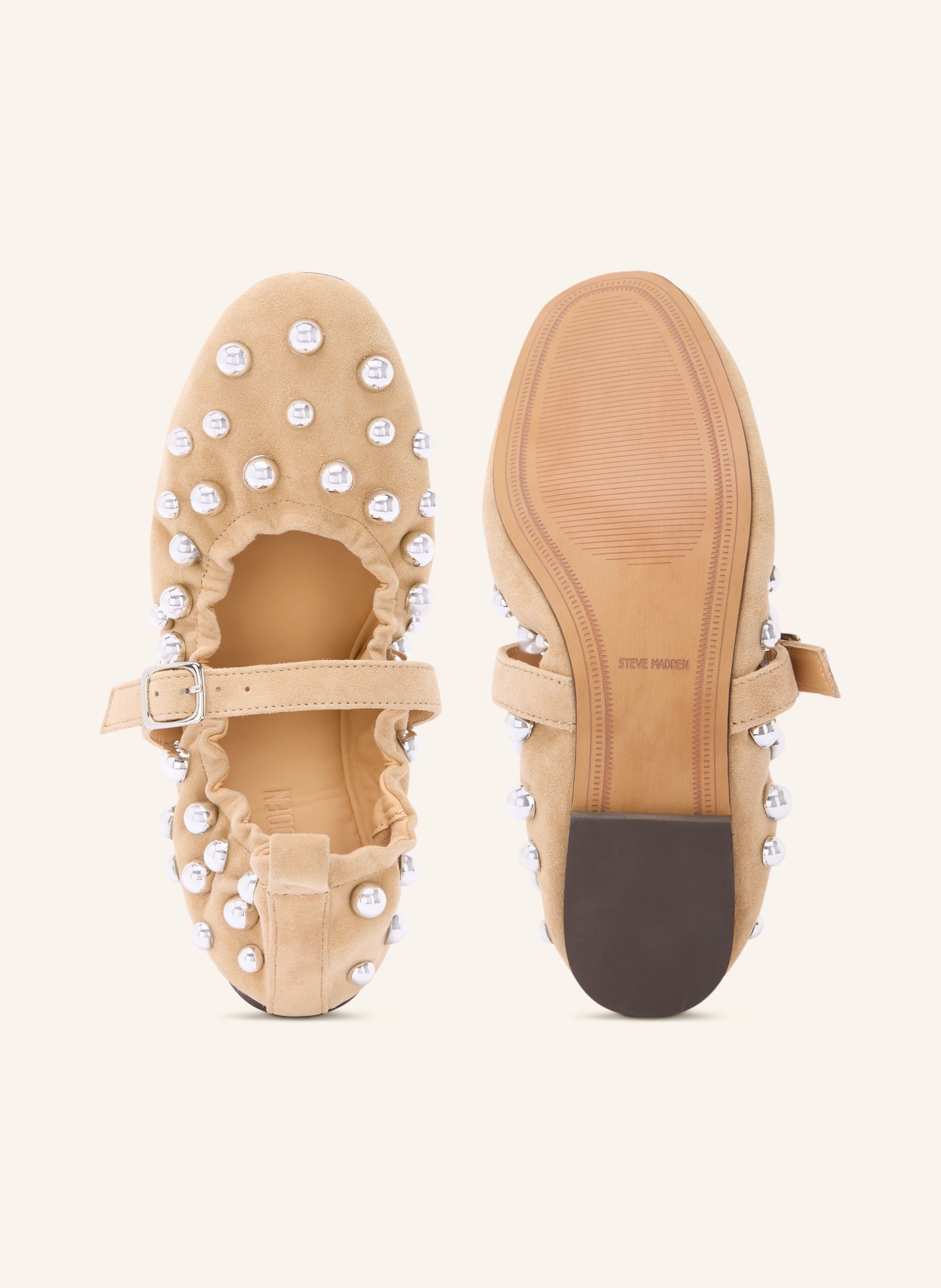 STEVE MADDEN Mary-Jane-Ballerinas SUNRAYS mit Nieten: BEIGE