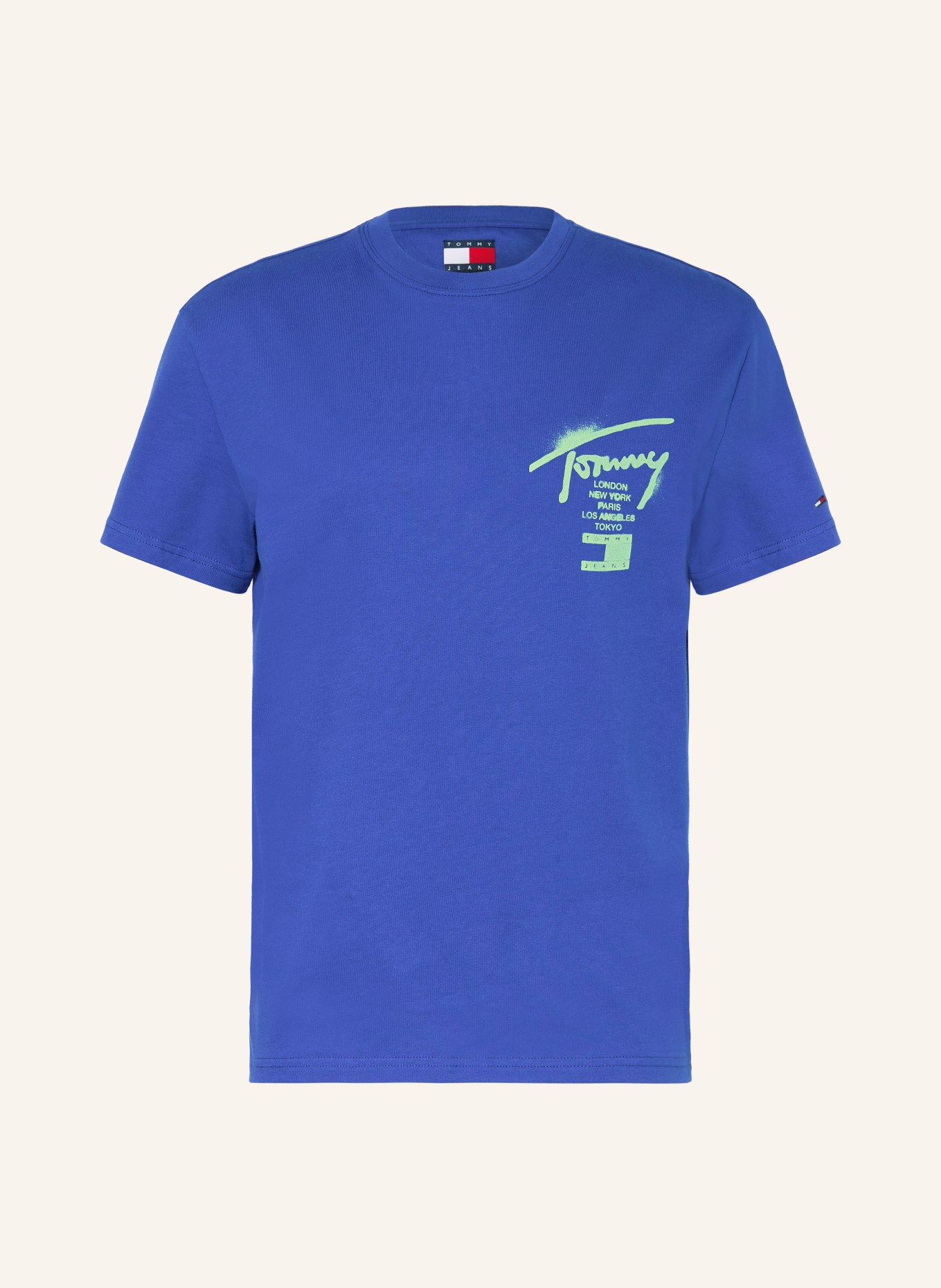 TOMMY JEANS T-Shirt: BLAU / HELLGRÜN