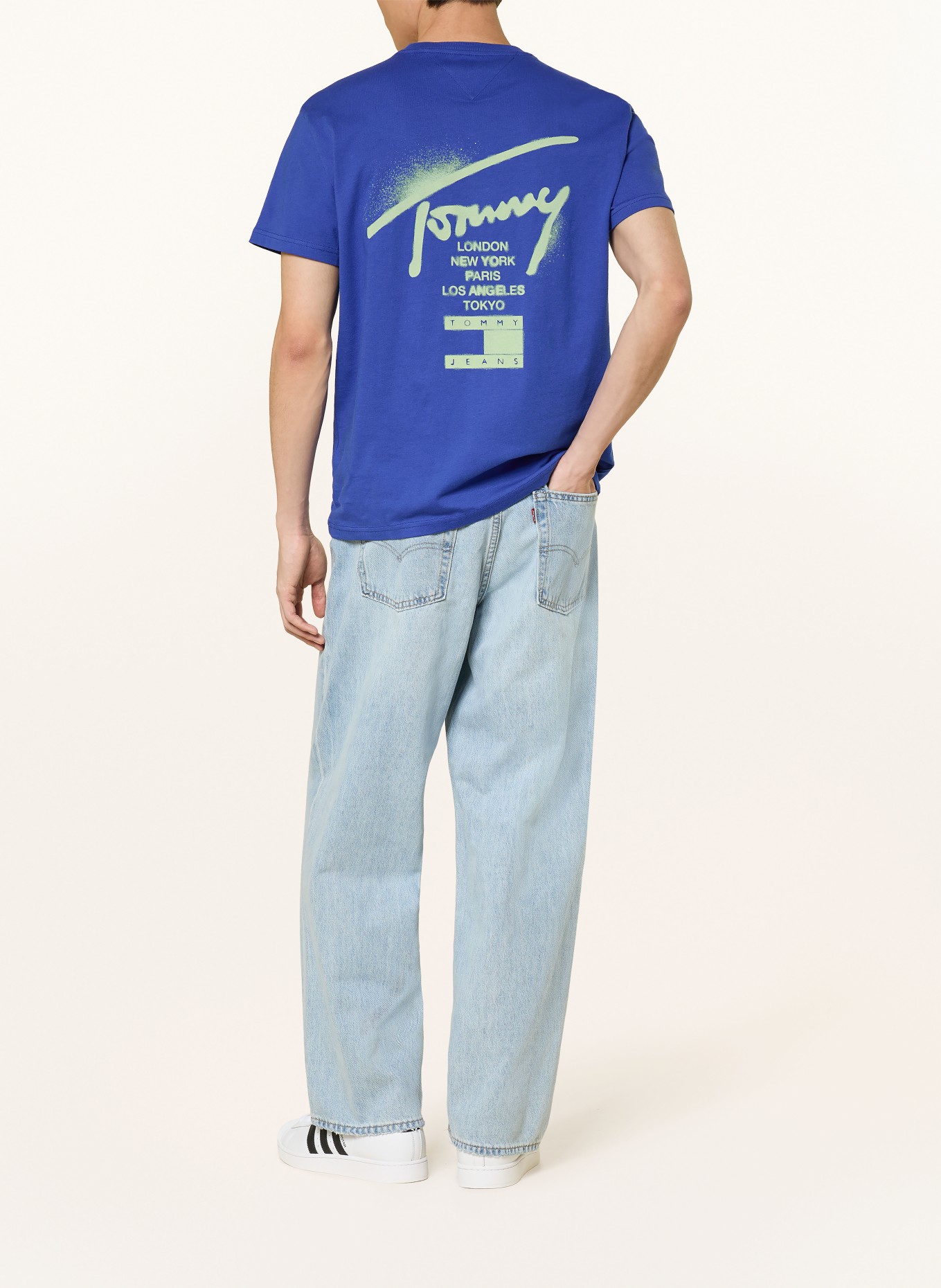 TOMMY JEANS T-Shirt: BLAU / HELLGRÜN