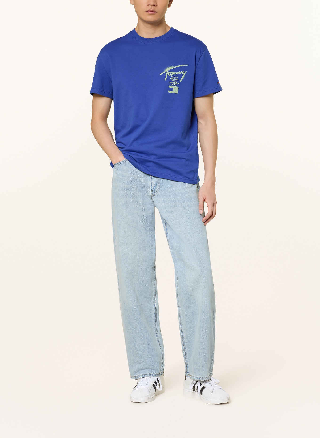 TOMMY JEANS T-Shirt: BLAU / HELLGRÜN