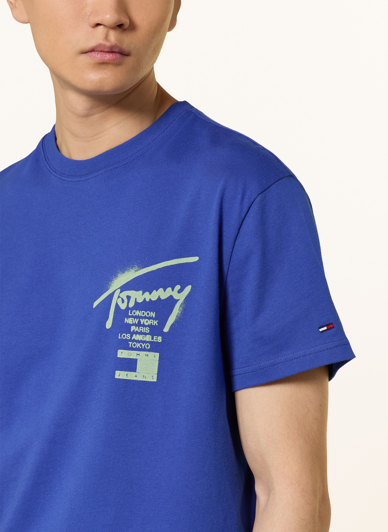 TOMMY JEANS T-Shirt: BLAU / HELLGRÜN