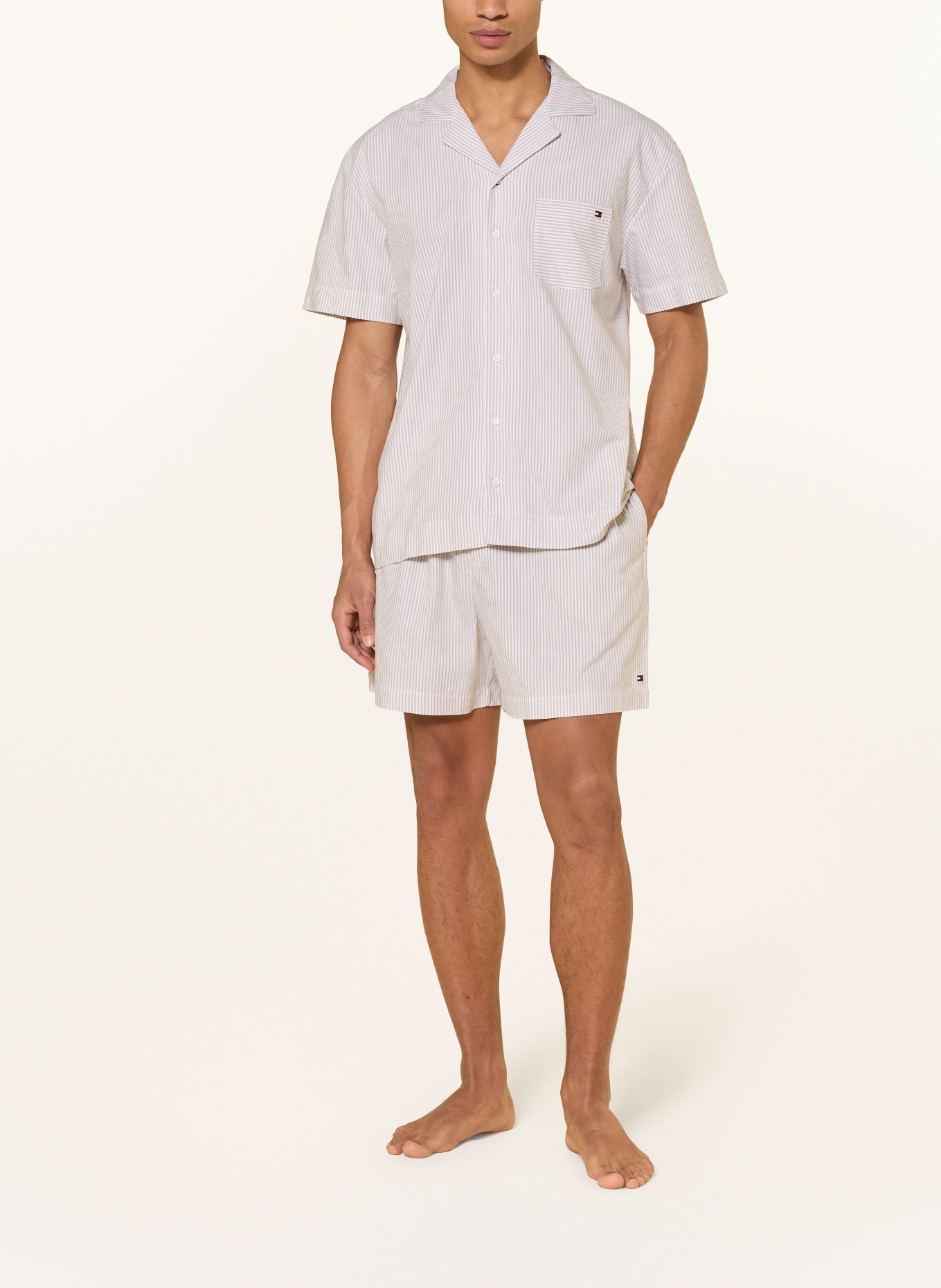 TOMMY HILFIGER Krótkie piżamy: BEŻOWY / ECRU