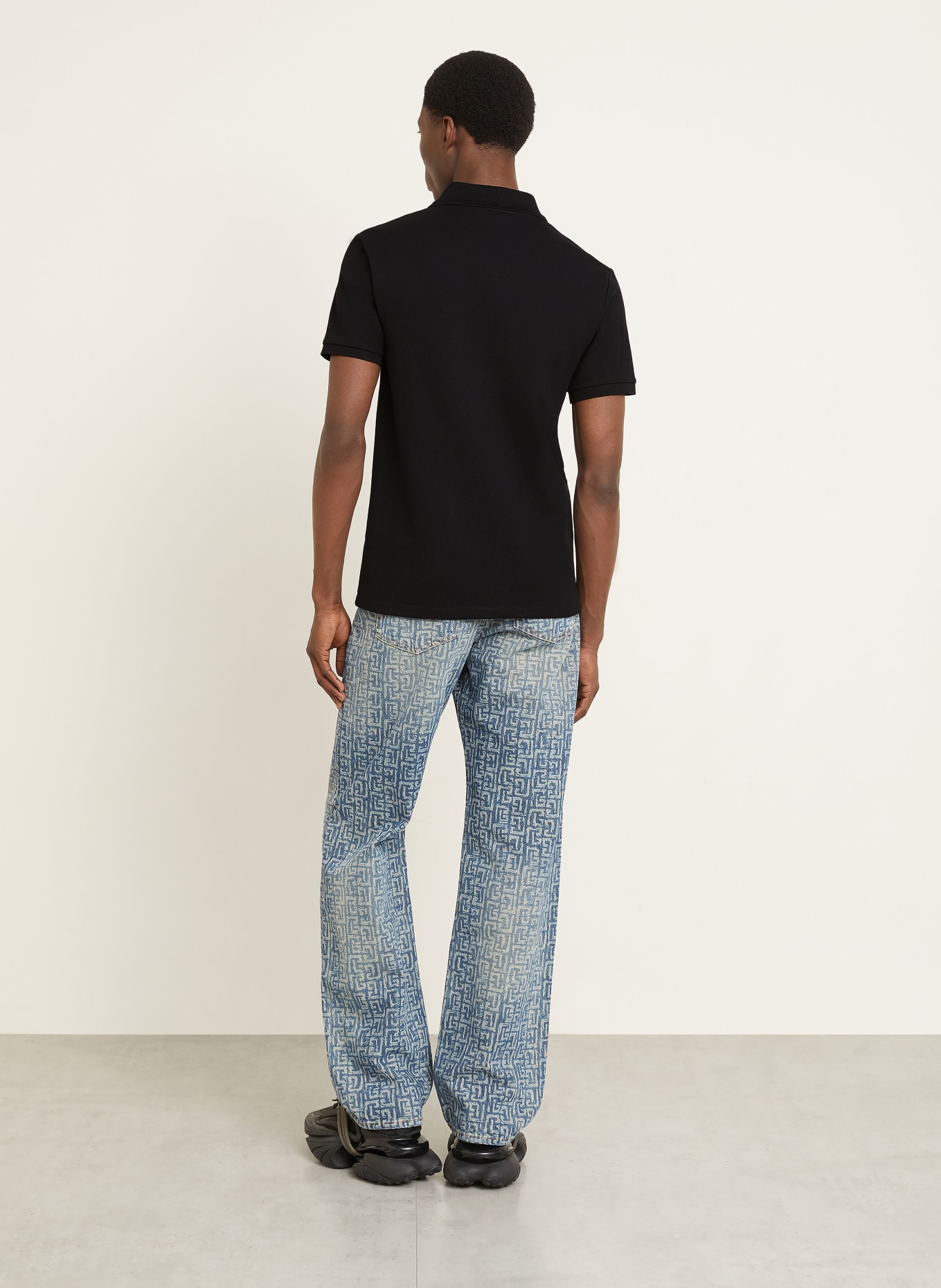 BALMAIN Piqué-Poloshirt: SCHWARZ / WEISS