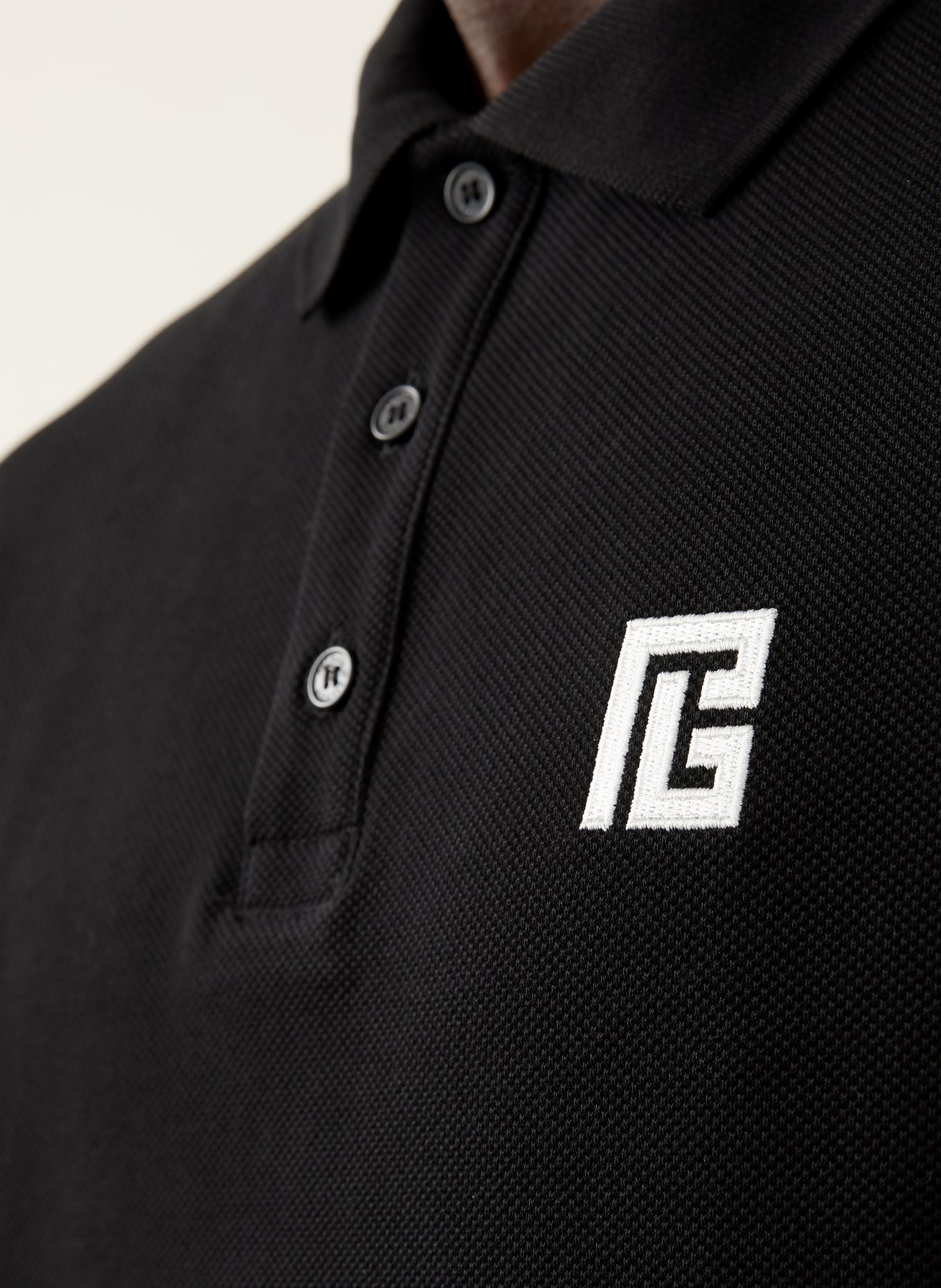 BALMAIN Piqué-Poloshirt: SCHWARZ / WEISS