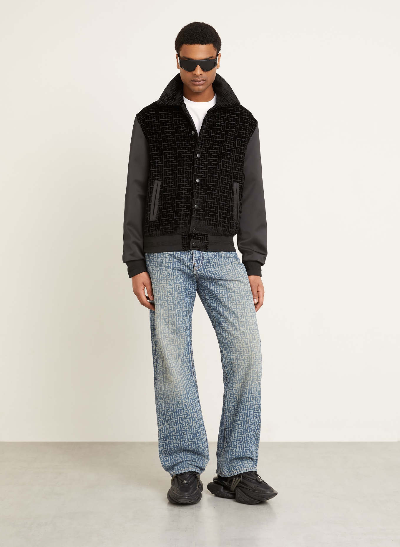 BALMAIN Jacke im Materialmix: SCHWARZ