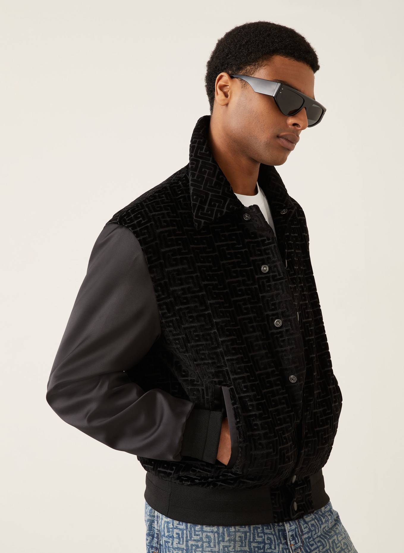 BALMAIN Jacke im Materialmix: SCHWARZ