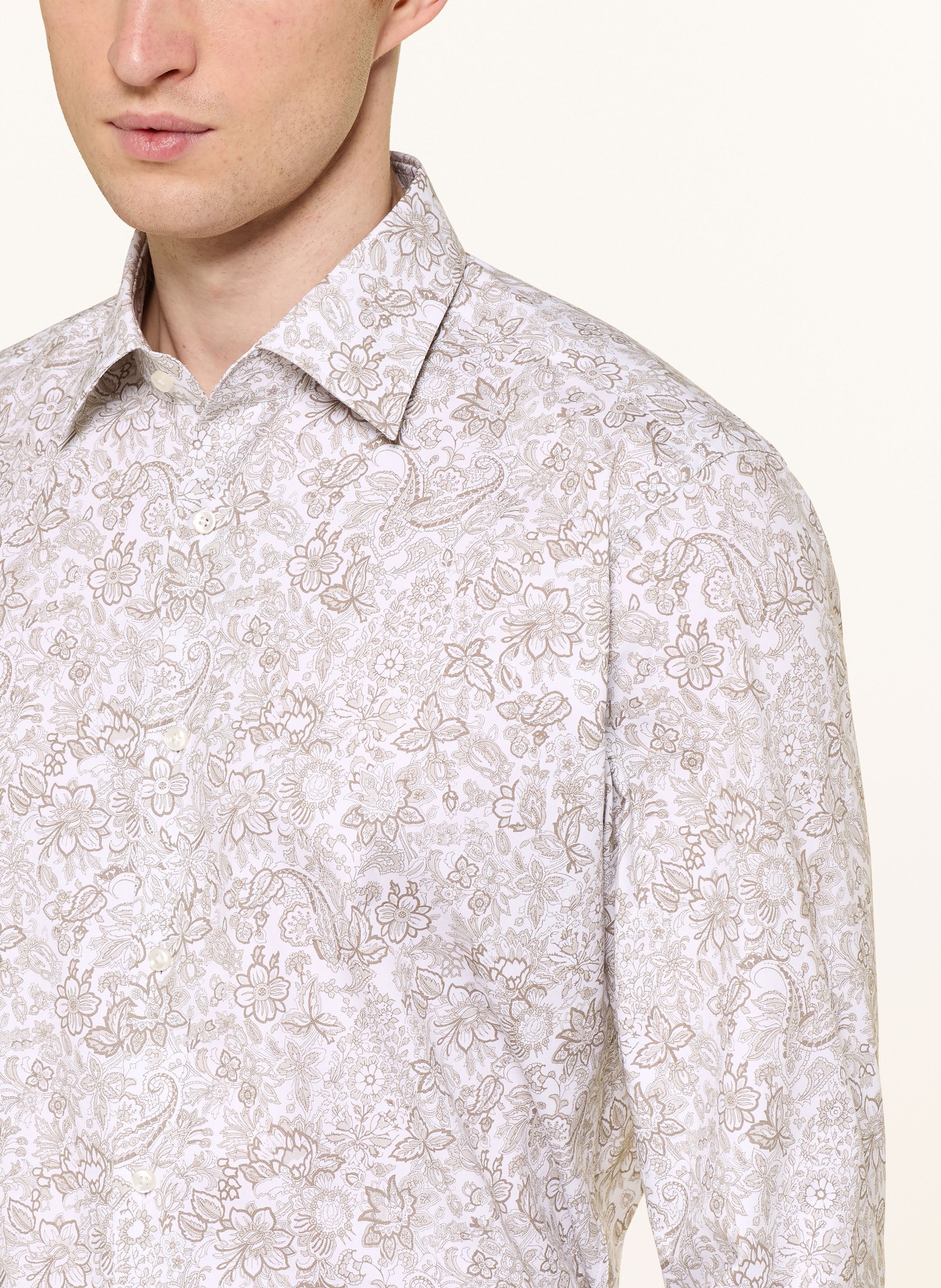 BOSS JOE Regular Fit Shirt: WHITE / OLIVE